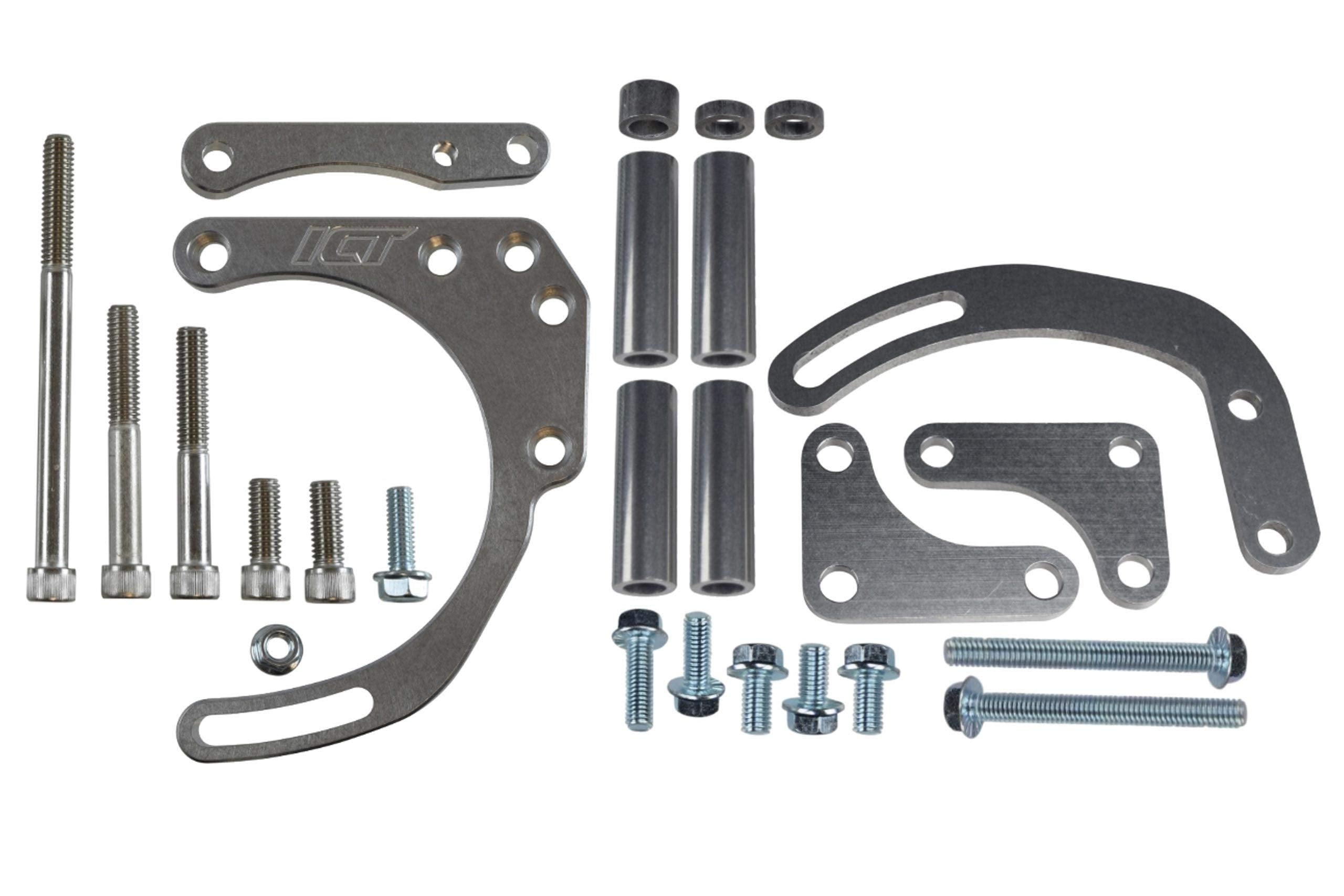 ICT Billet SBC Alternator/Power Steering Pump Accessory Drive Bracket Kit for Double Hump Heads 305 327 350 383 5.0L 5.7L V8 Des