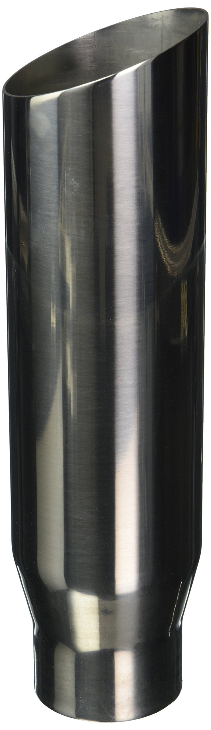 Vibrant Performance Exhaust Tip, Weld-On, 3 In Inlet, 4 In Round Outlet, 20 In Long, Single Wall, Cut Edge, Angled Cut, Stainles