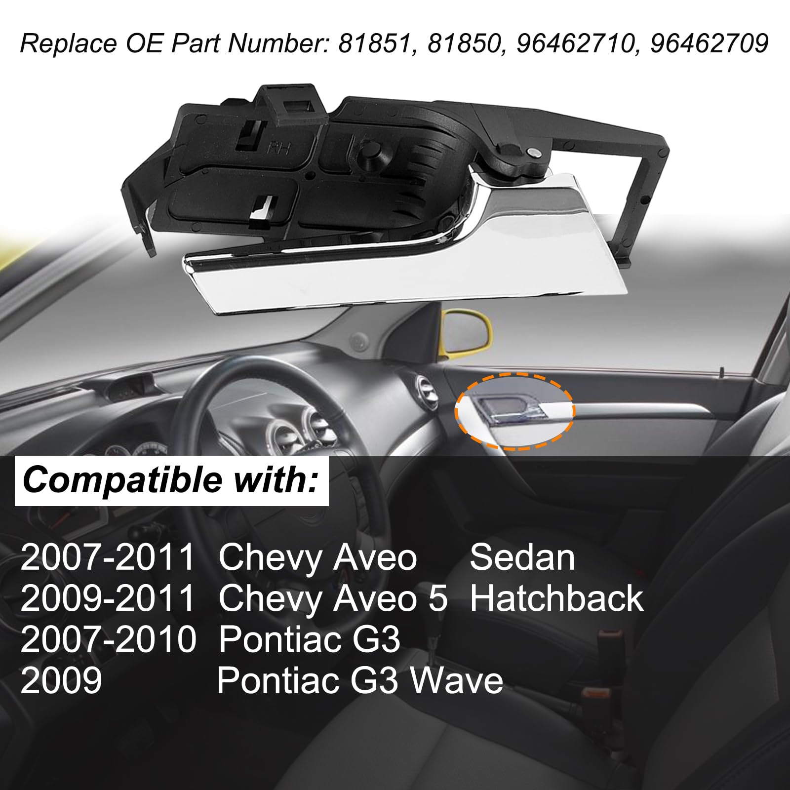 Interior Inside Door Handle Fit For 2007 2008 2009 2010 2011 Chevy Aveo Aveo5 Pontiac G3 Wave Front Rear Left Driver & Right Passenger Side