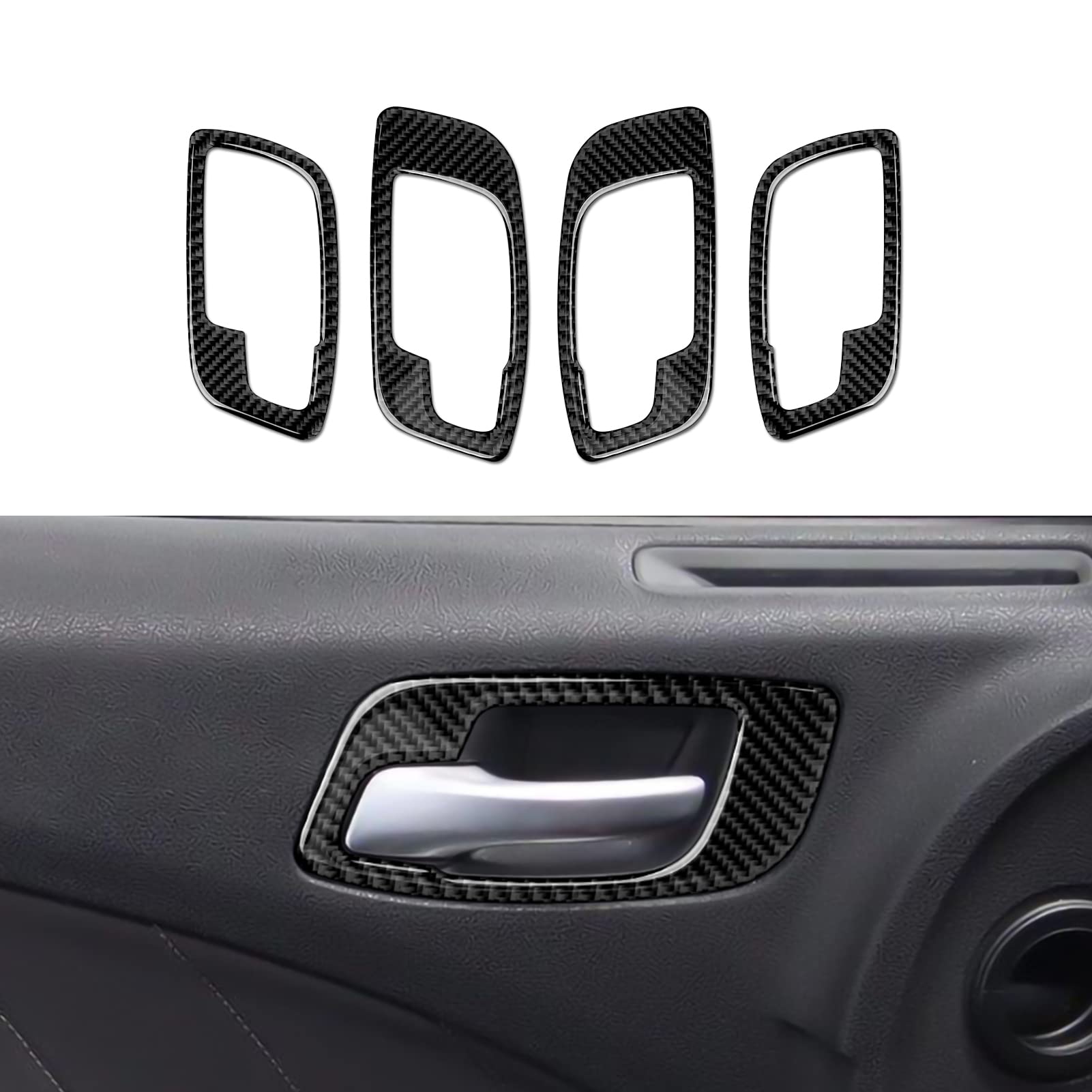 Brmyl Inner Door Handle Bowl Cover Decals For 2011-2023 Dodge Charger/Chrysler 300 Accessories Carbon Fiber Interior Stickers (W
