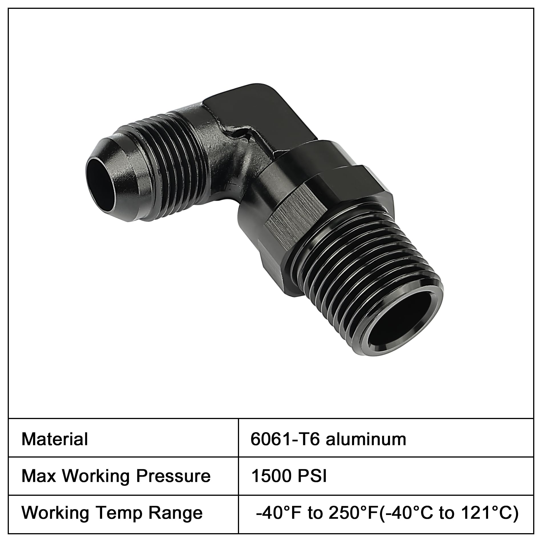 Evil Energy 8An Male Flare To 1/2 '' Npt 90 Degree Swivel Fitting Adapter Aluminum Black