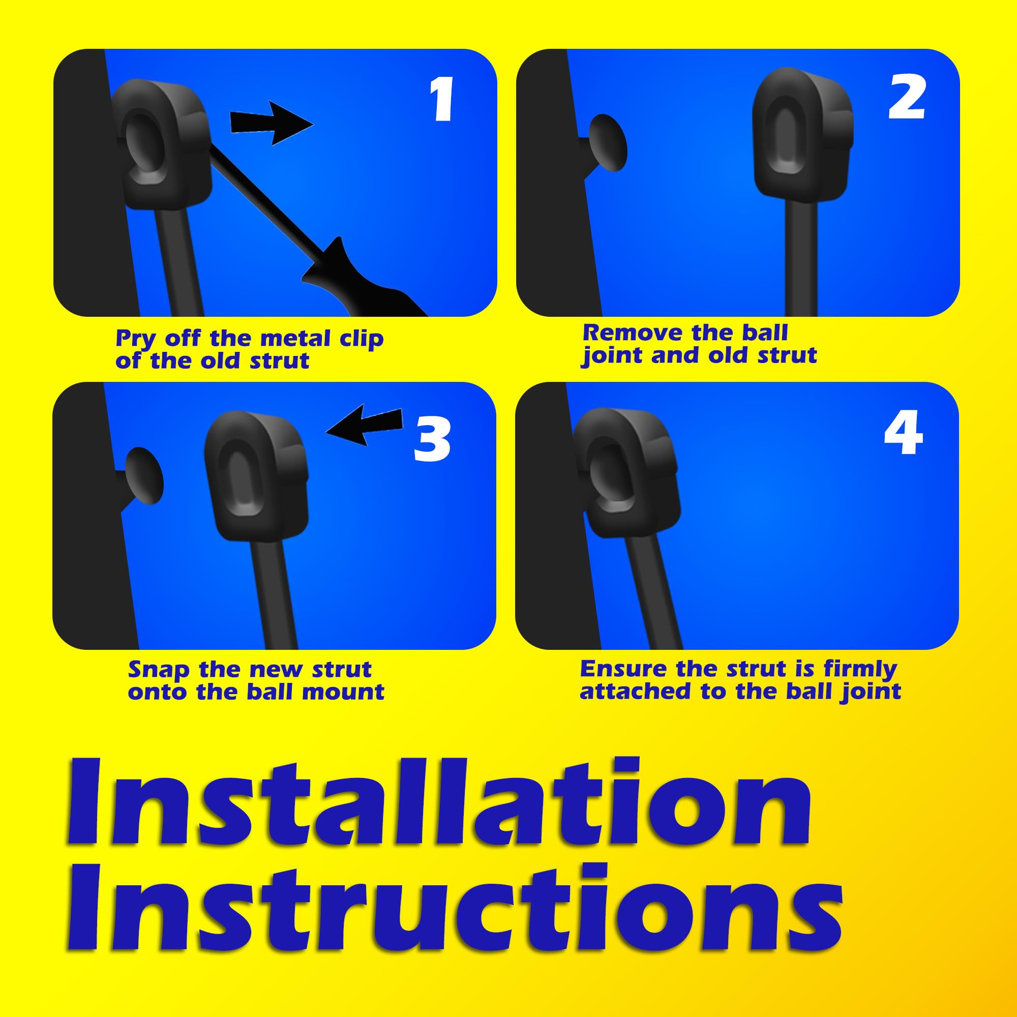 2 Pieces (Set) Tuff Support Rear Trunk Lid Lift Supports 1980 To 1983 Oldsmobile Omega, 1980 To 1983 Pontiac Phoenix, 1980 To 1983 Buick Skylark Without Spoiler