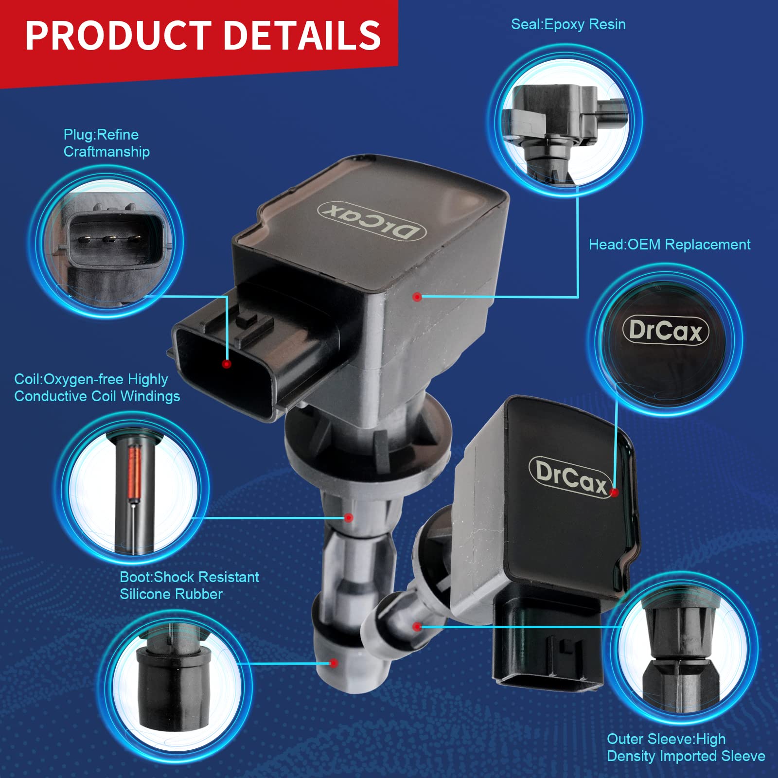 Drcax Oem Ignition Coil Uf540 C1683 Compatible With 2006-2013 Mazda 3, 6, Cx-7, Mx-5 - Replaces L3G218100A - 2.0L, 2.3L, 2.5L L4