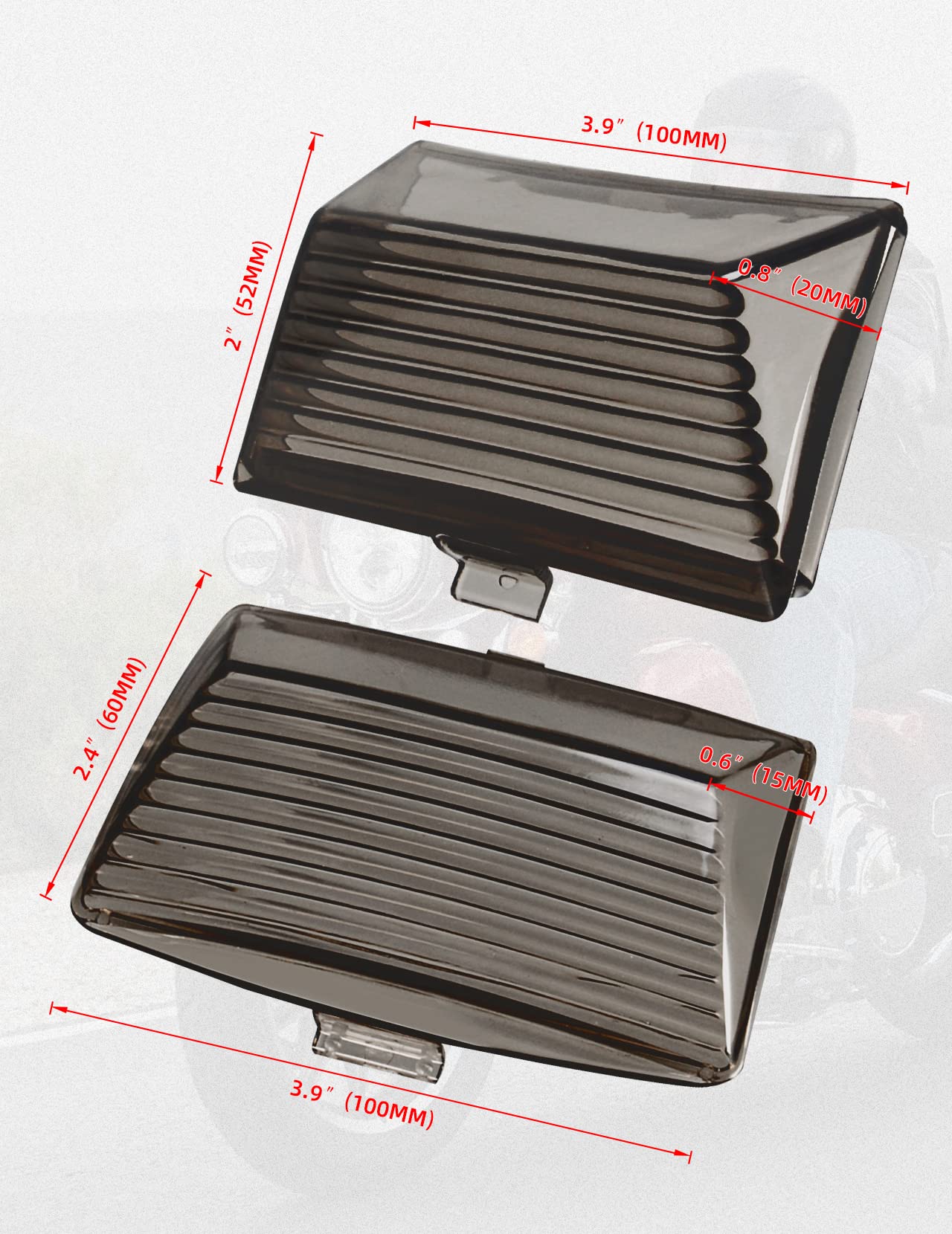 Amazicha Smoked Front Rear LED Fender Tips Lights Mud Guards Covers Lens Compatible for Harley Davidson Electra Glide Road King