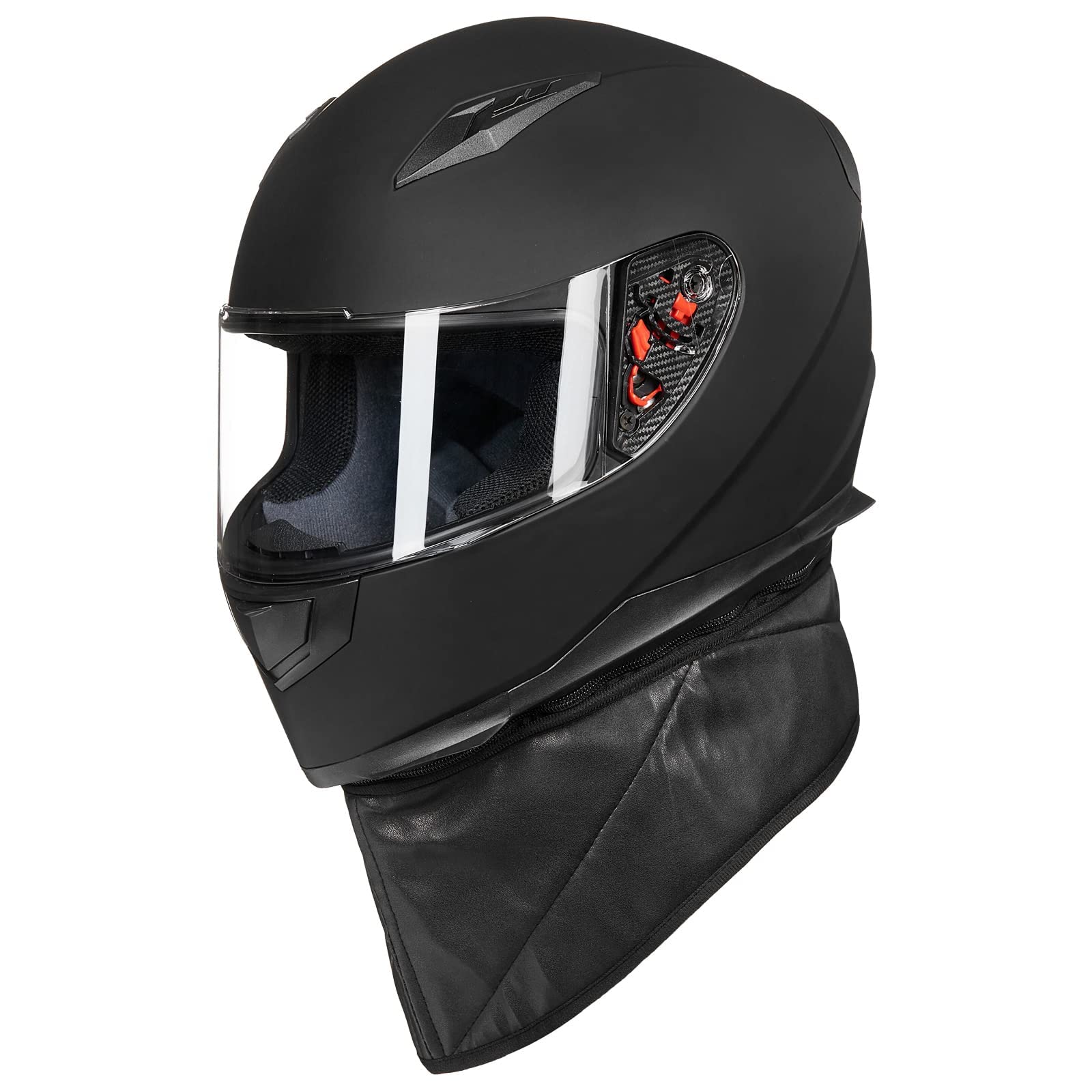 Ilm Full Face Motorcycle Street Bike Helmet With Removable Winter Neck Scarf + 2 Visors Dot Model-Jk313 (Xl, Matte Black)