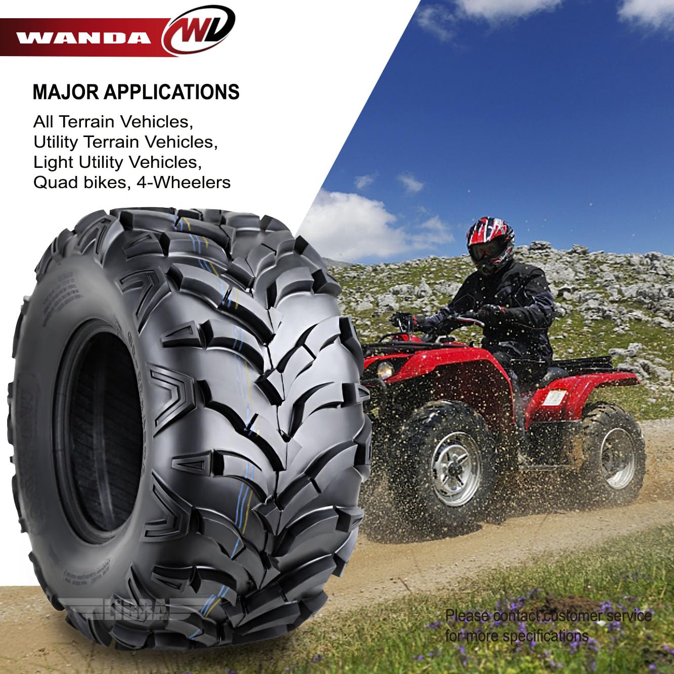 Wanda Set Of 4 New Atv/Utv Tires 24X8-12 Front & 24X11-10 Rear /6Pr P341-10151/10245