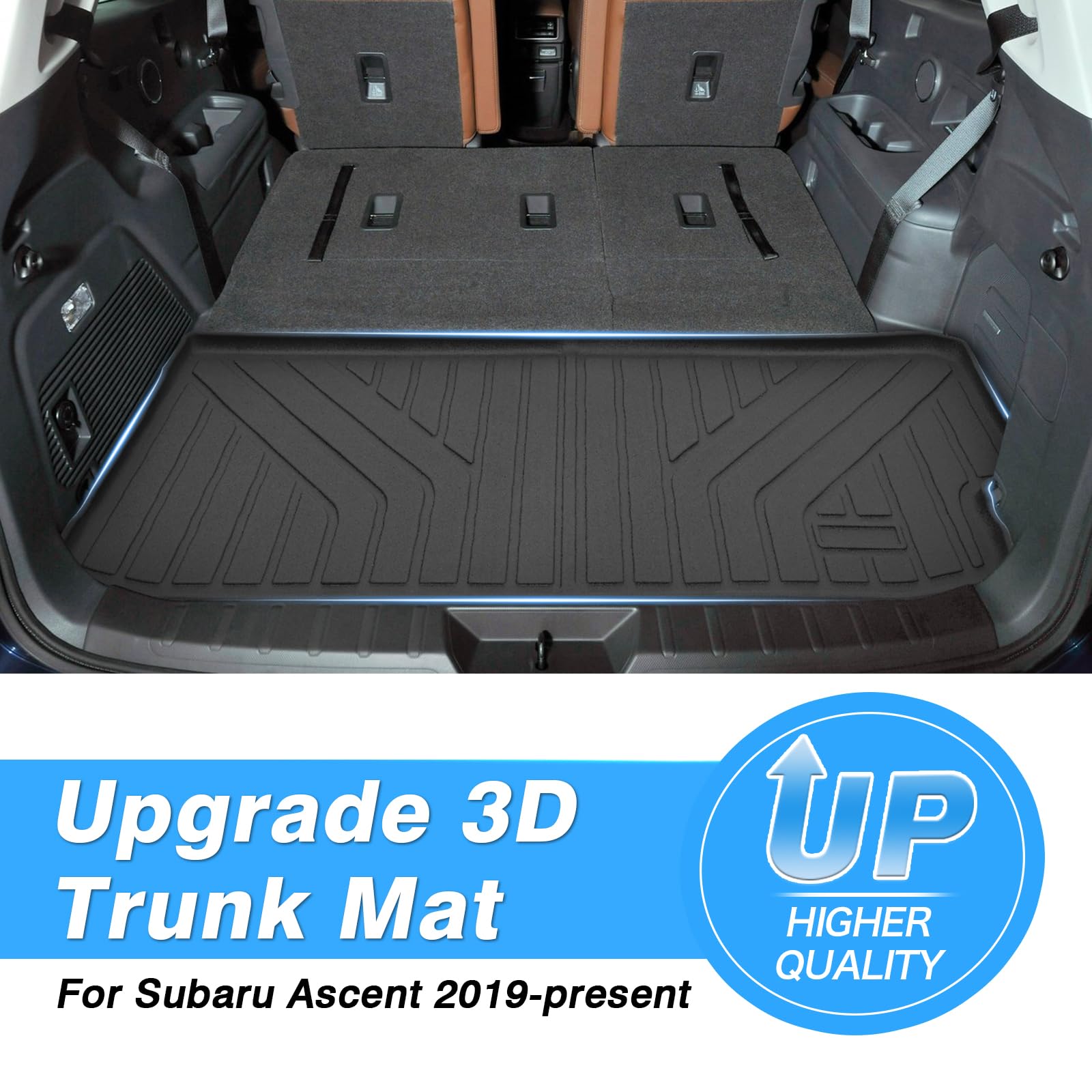 Powerty Cargo Mat Compatible For Subaru Ascent 2019-2024 2025 Accessories All Weather Cargo Liner Tpe Rear Trunk Mat