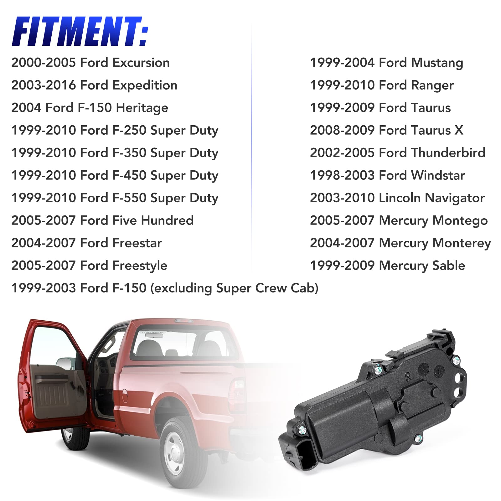 Power Door Lock Actuator Front Rear Driver & Passenger Side Replacement For Ford Excursion Expedition F150 F250 F350 F450 Ranger Taurus Mazda B2300 B2500 B3000 B4000 Mercury, 746-148 746-149