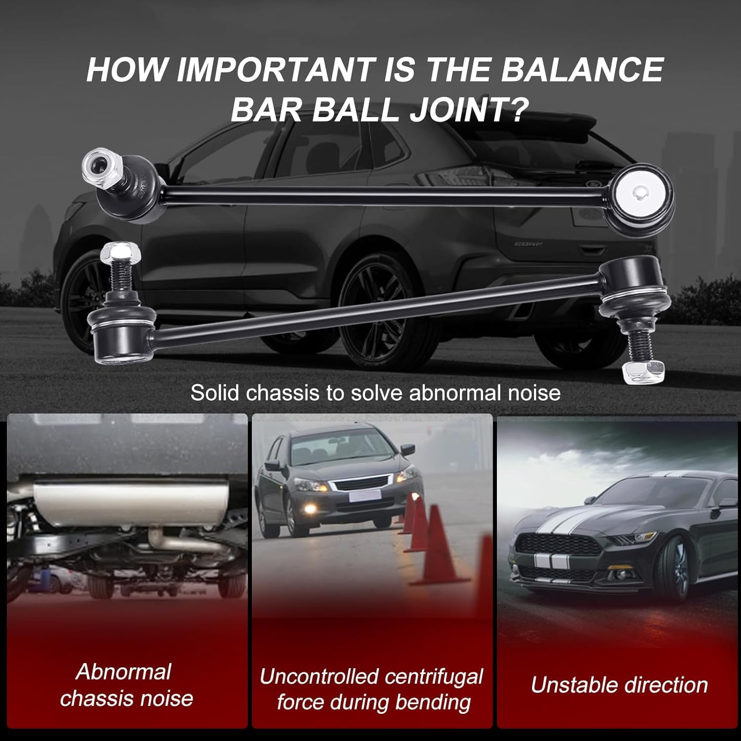 K750554 Sway Bar Links - Front Stabilizer Bar End Links Compatible With 2010-2013 Mazda 3 2012-2015 Ford Focus Escape C-Max 2004