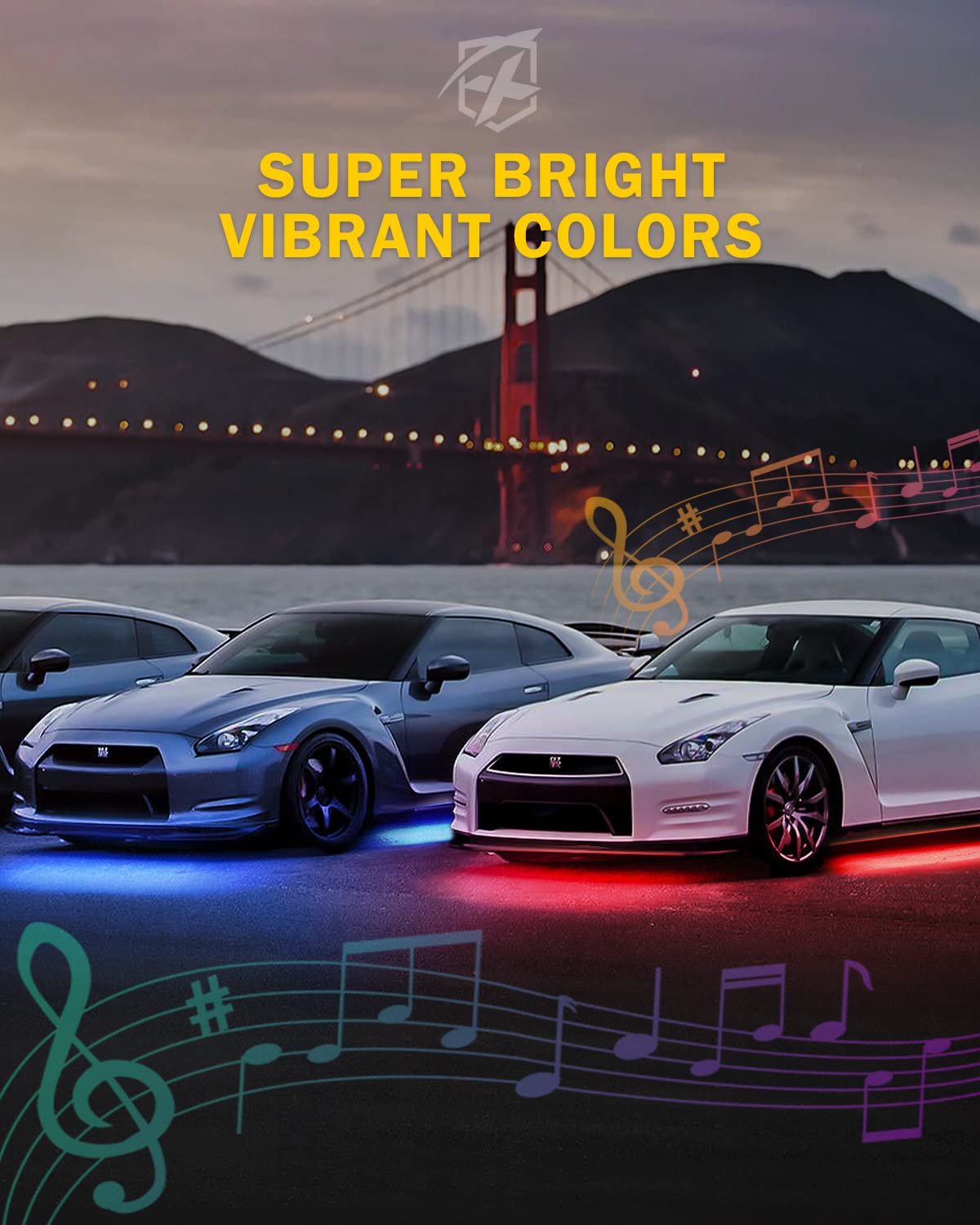 Xprite Car Underglow Light Kit, 6 Pcs RGBIC LED, App & Remote Control, Waterproof, Model UGL-62710-G1