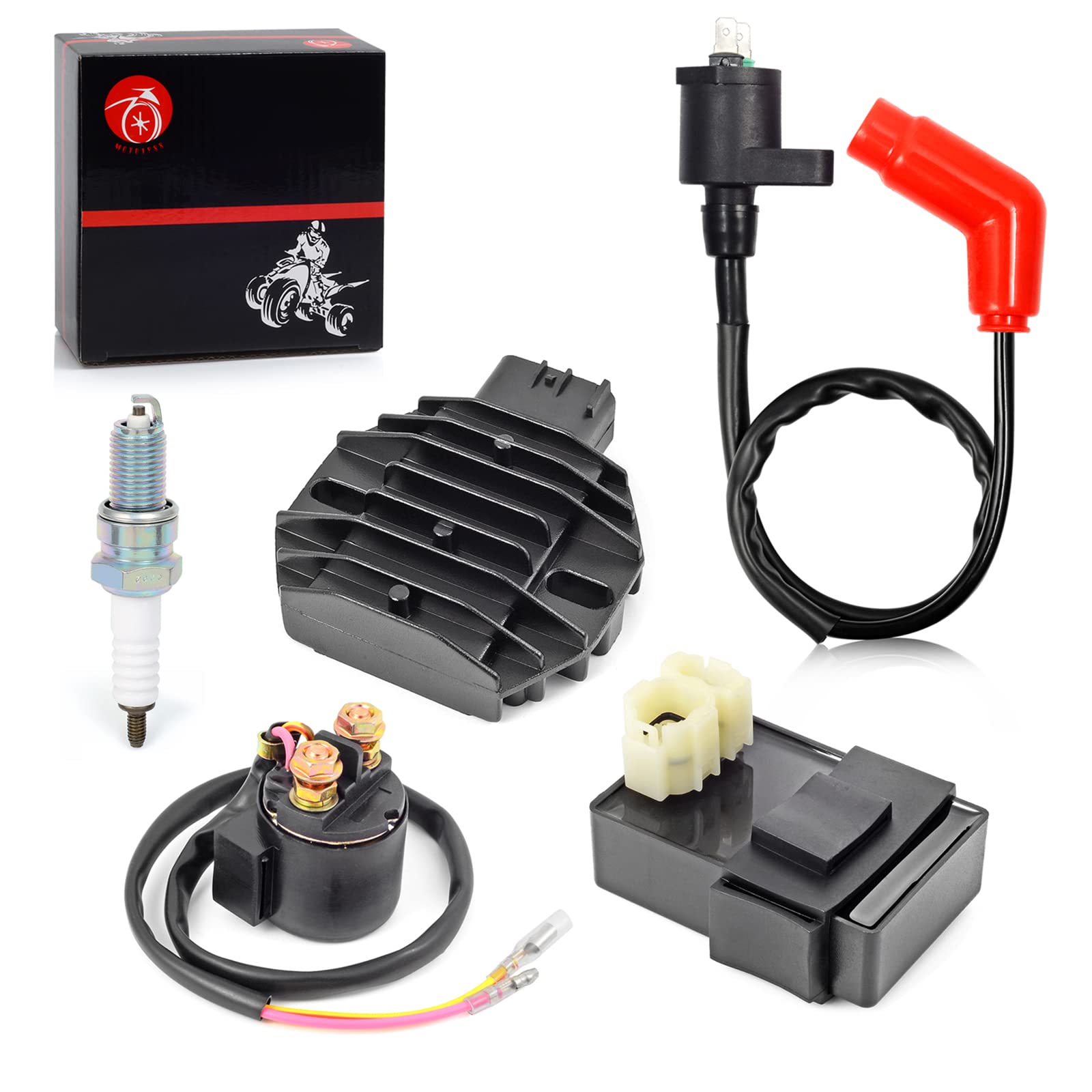 Cdi Box Ignition Coil Voltage Regulator Rectifier Relay Kit Compatible With Honda Recon 250 Trx250 Te/Tm 1997-2004 Trx250Ex Trx250X 2001-2019