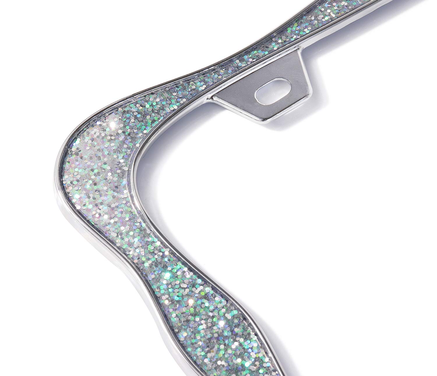 Creathome 3D Shining License Plate Frame (Chrome With Shining Sliver Chunky Gliter (New))