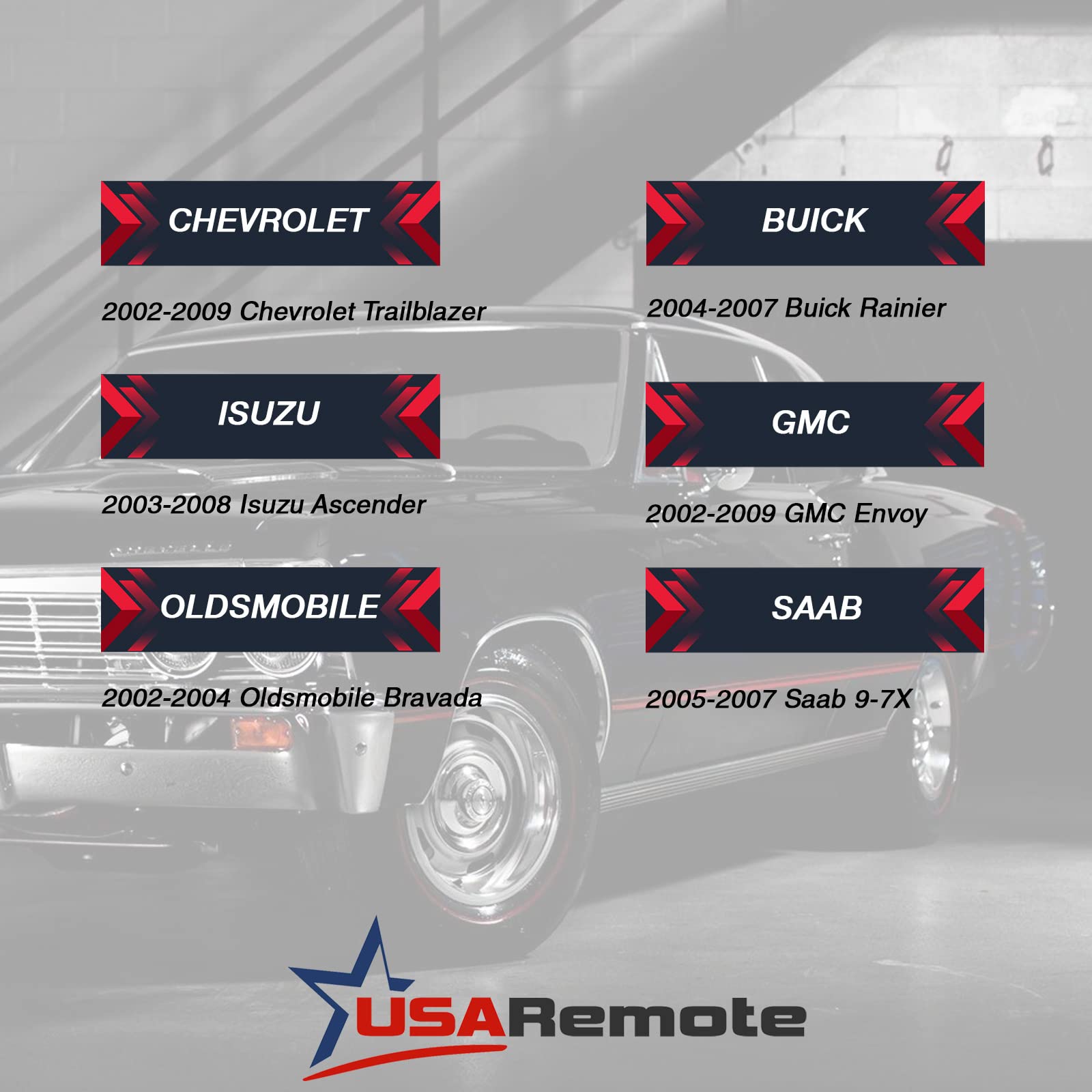 Car Key Fob Keyless Entry Remote with Ignition Key fits Chevy Trailblazer / Buick Rainier / GMC Envoy / Isuzu Ascender / Oldsmobile Bravada / Saab 9-7x (15008008), Set of 2