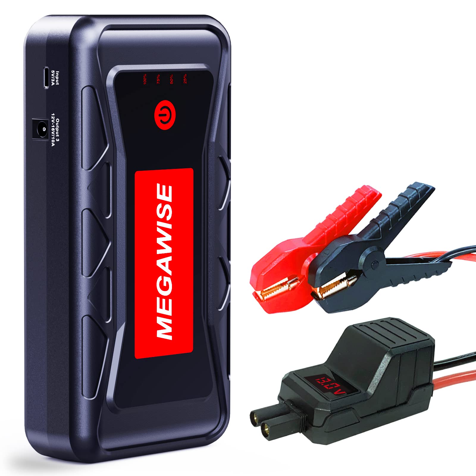 Megawise 2500A Peak 21800Mah Car Battery Jump Starter (Up To 8.0L Gas/6.5L Diesel Engines) 12V Portable Power Pack Auto Battery 