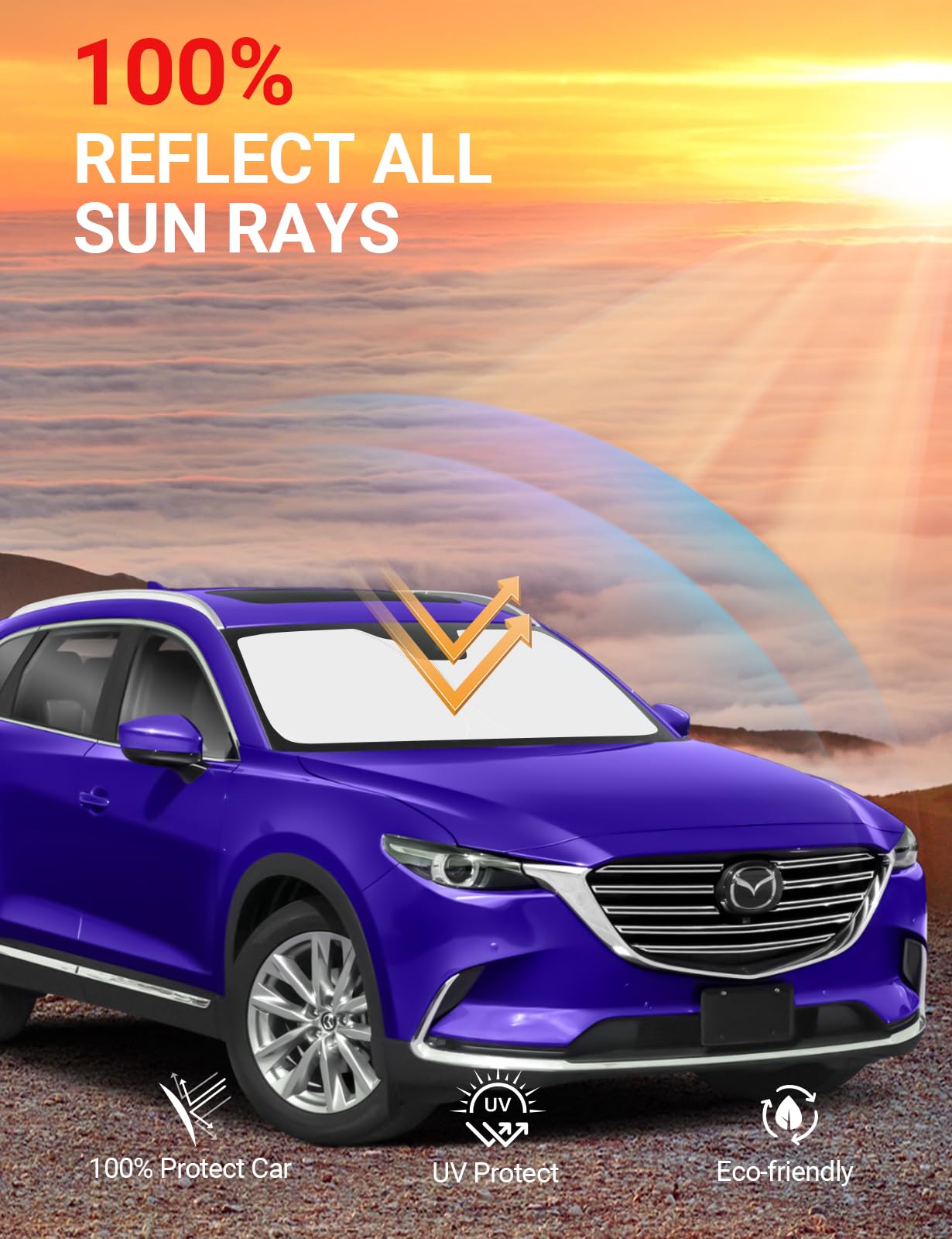 Proadsy Front Windshield Sun Shade Foldable Sunshade Protector Sun Visor Custom Fit 2020-2024 2025 Mazda Cx-30 Cx30 Suv Accessories