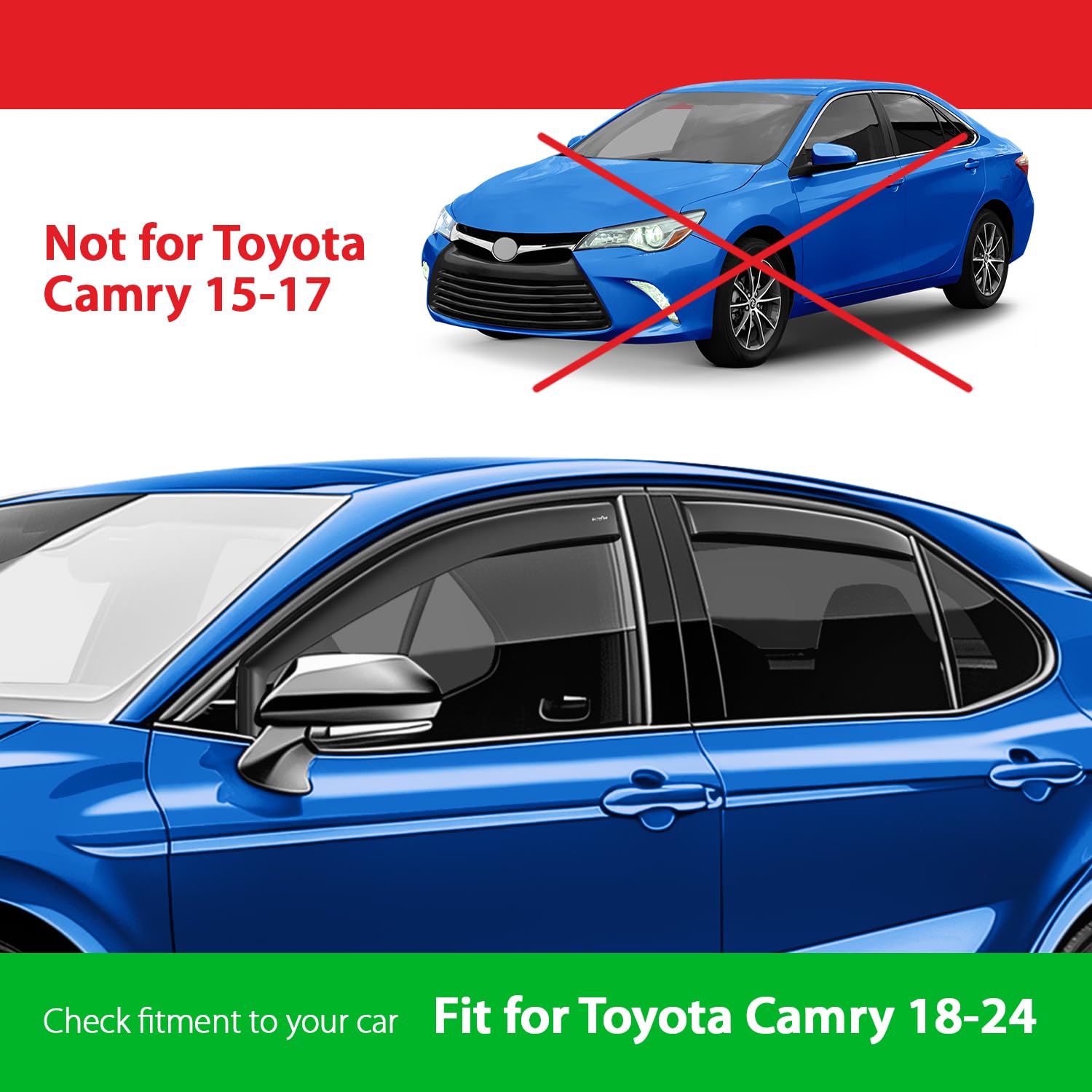 Goodyear Shatterproof in-Channel Window Deflectors for Toyota Camry 2018-2024, Rain Guards, Window Visors for Cars, Vent Deflect