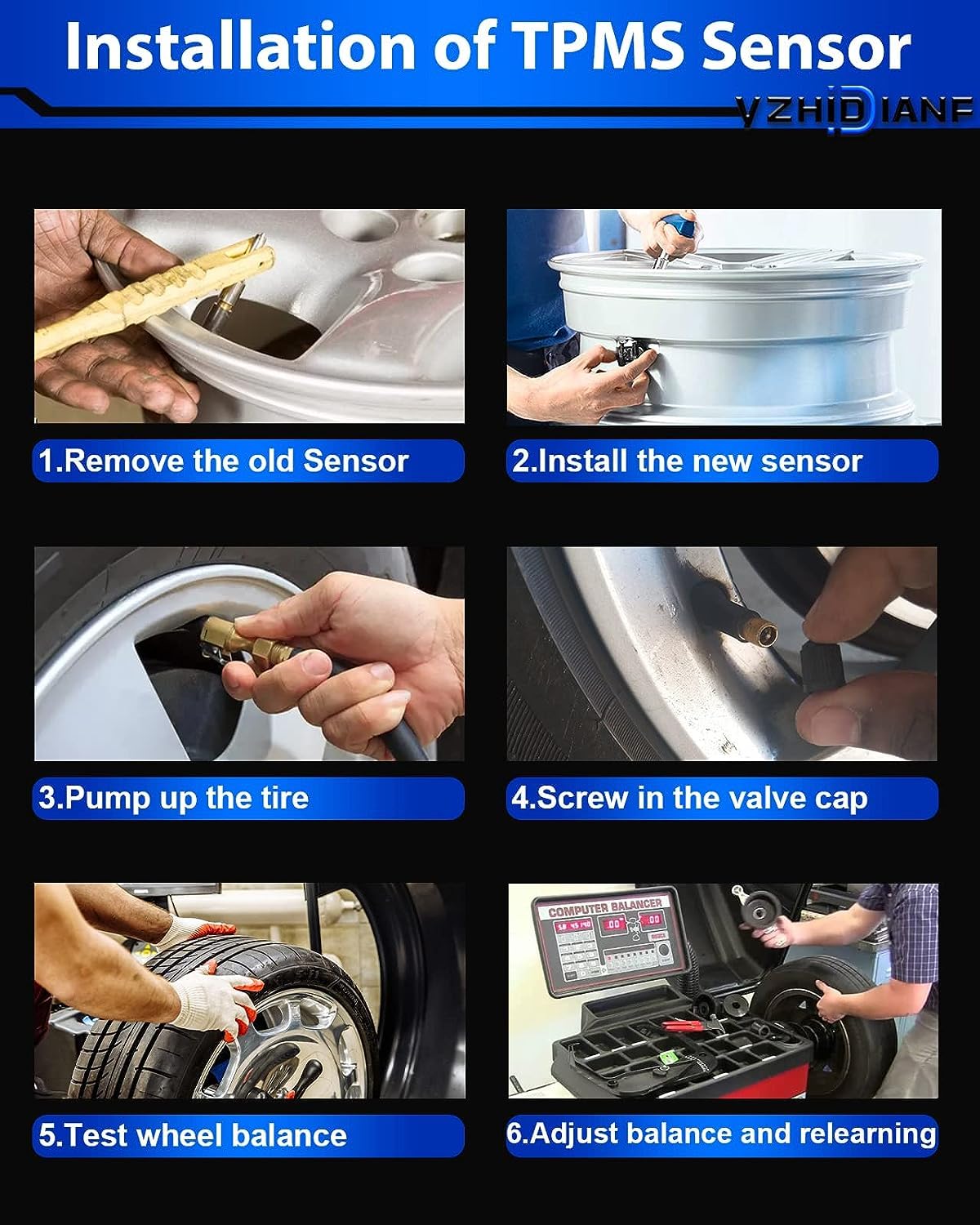 Yzhidianf F2Gz1A189A Pre-Programed Tire Pressure Sensor For:-Ford F150 Explorer Fusion Edge Ranger Transit Connect Ecosport Mave