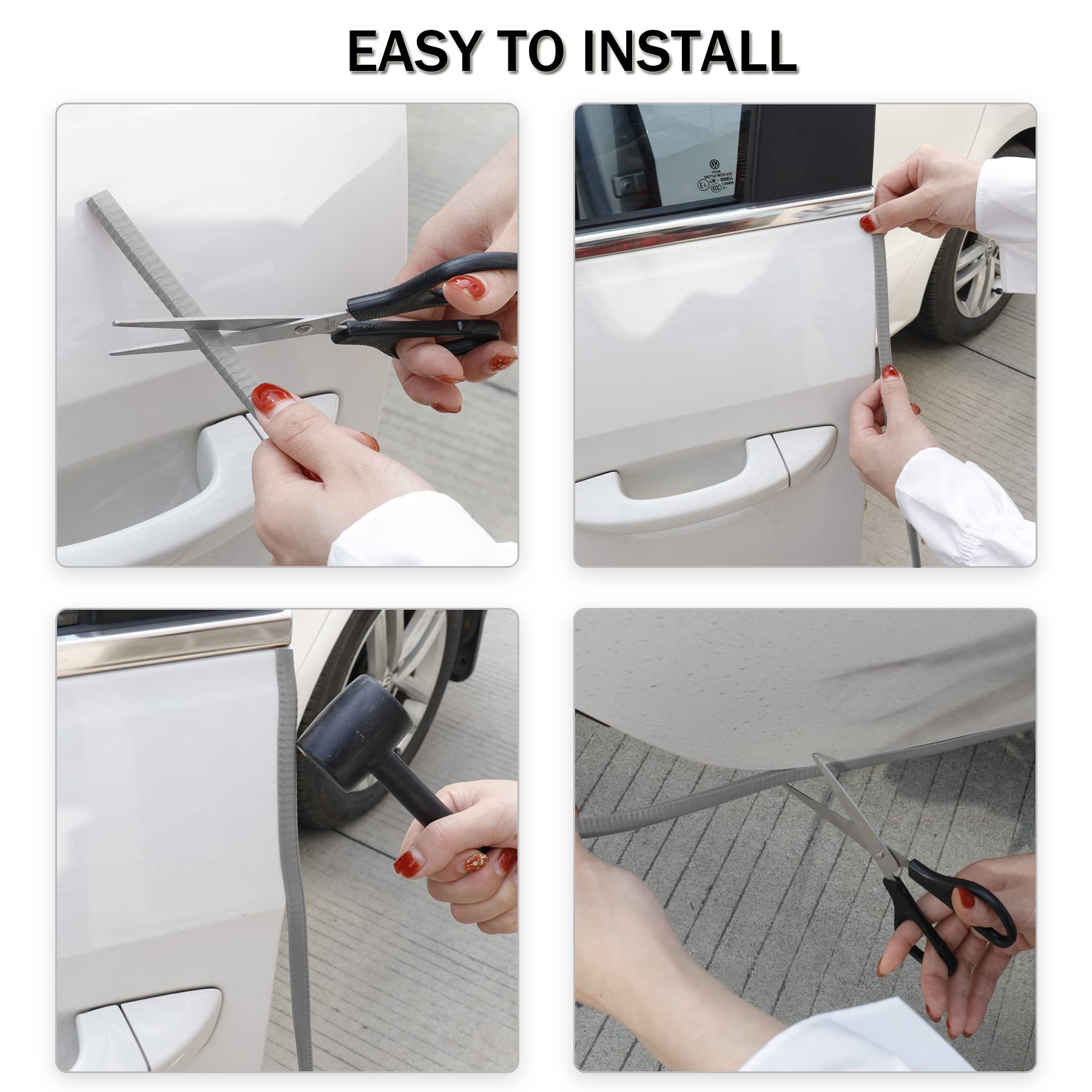 Singaro 16.4Ft (5M) Car Door Edge Guard, No Glue Rubber Decorative Protective Strip, Car Door Entry Protector, Applicable To Car, Truck, Suv And Atv, Car Exterior Accessories(Gray)
