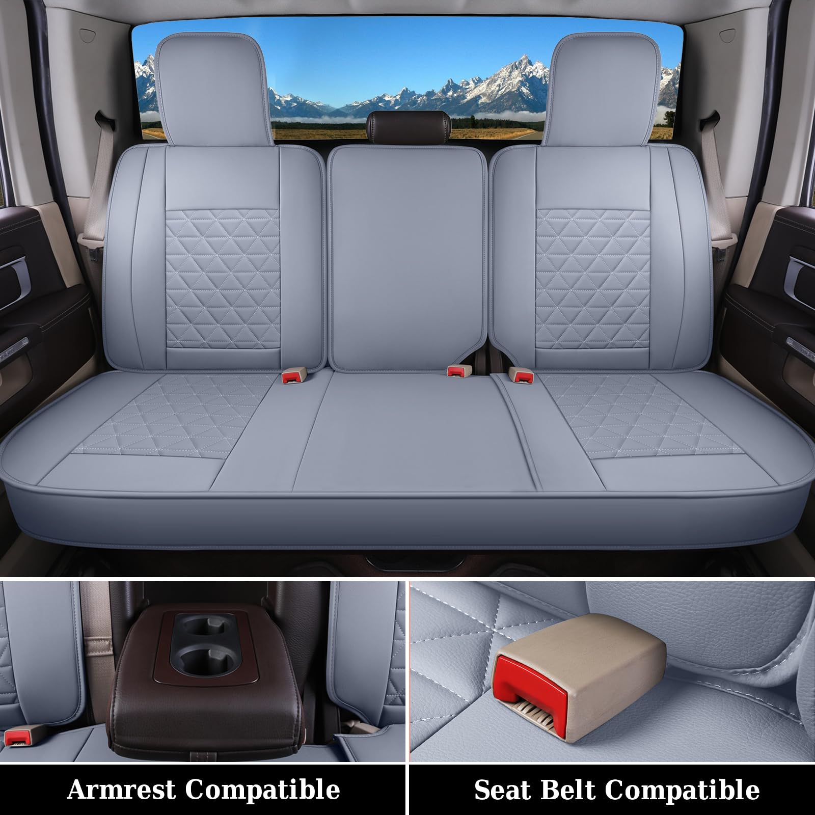 Coverado Car Seat Covers Full Set, Waterproof Ram 1500 Seat Cover Compatible With 2002-2025 Ram 1500 2500 3500 Crew Double Mega