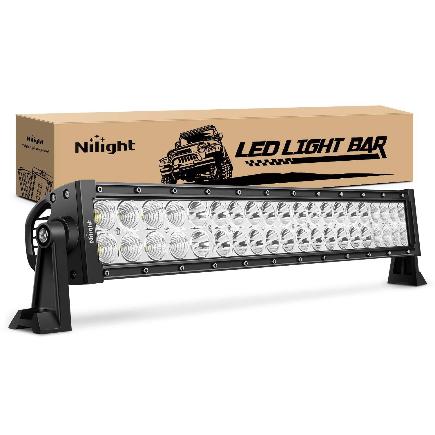 Nilight - 70003C-A 22'' 120W Led Light Bar Flood Spot Combo Work Light Driving Lights Fog Lamp Offroad Lighting For Suv Ute Atv