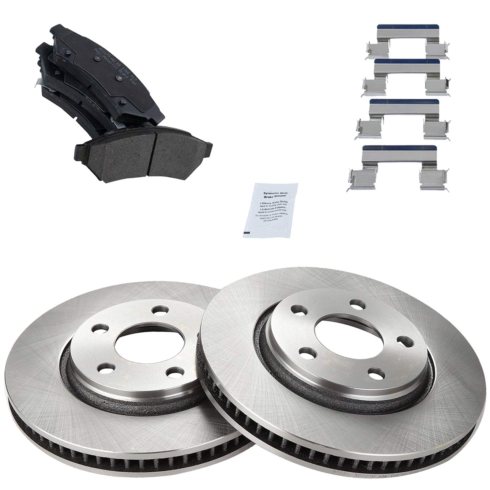 Trq Front Brake Pad & Rotor Kit Brake Pads Brake Rotor Semi-Metallic Compatible With 2005-2008 Buick Lacrosse 2005 Terraza Chevr