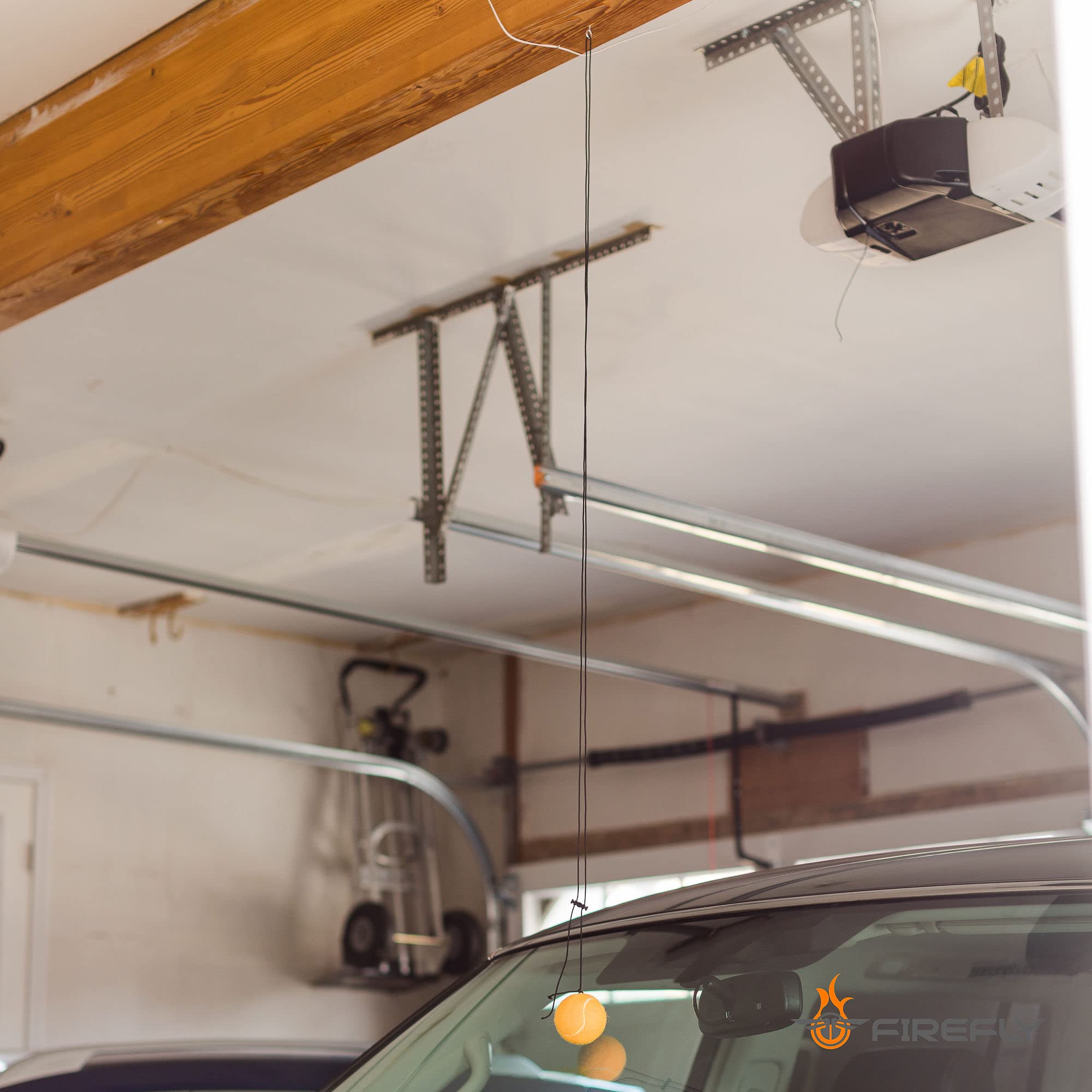 Firefly Orange Garage Parking Guide - Single-Pack Tennis Ball Car Stopper on a String, Parking Aid for Easy Vehicle Positioning