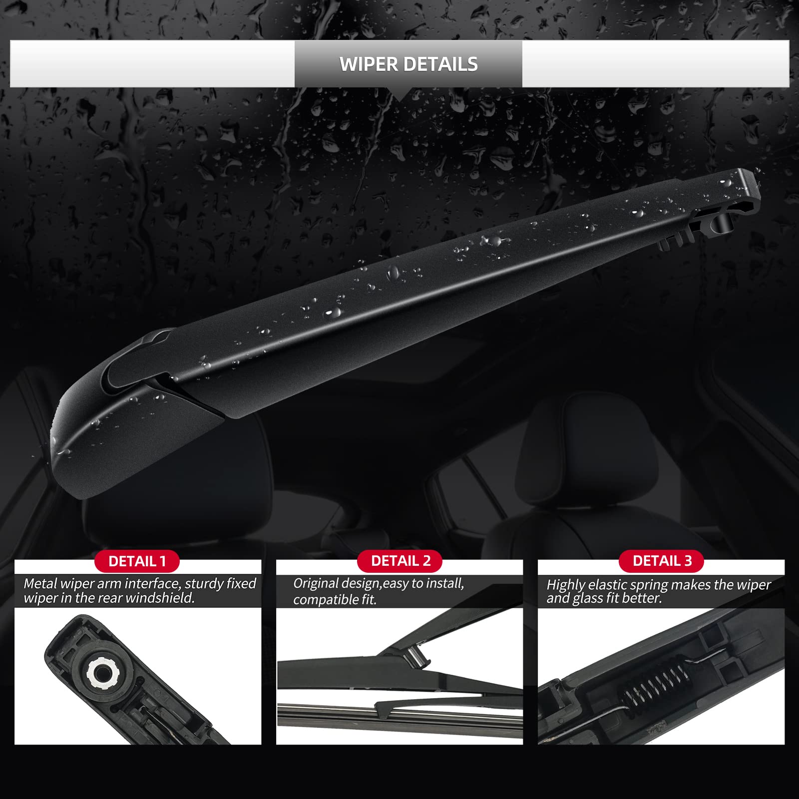 Replacement For Toyota Rav4 2019 2020 2021 2022 2023 Rear Windshield Wiper Blade And Arm Assembly-Car Back Window Wiper Arm Blad