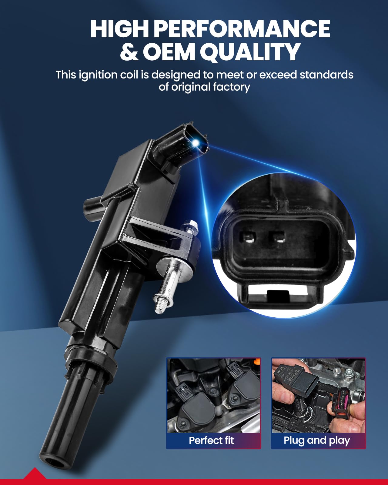KAX Ignition Coil Packs UF601-8 Pack, Fit for Ram 1500 2008-2010, 2011-2013 Dodge Dakota 2008, Jeep Grand Cherokee 2008, Dodge D