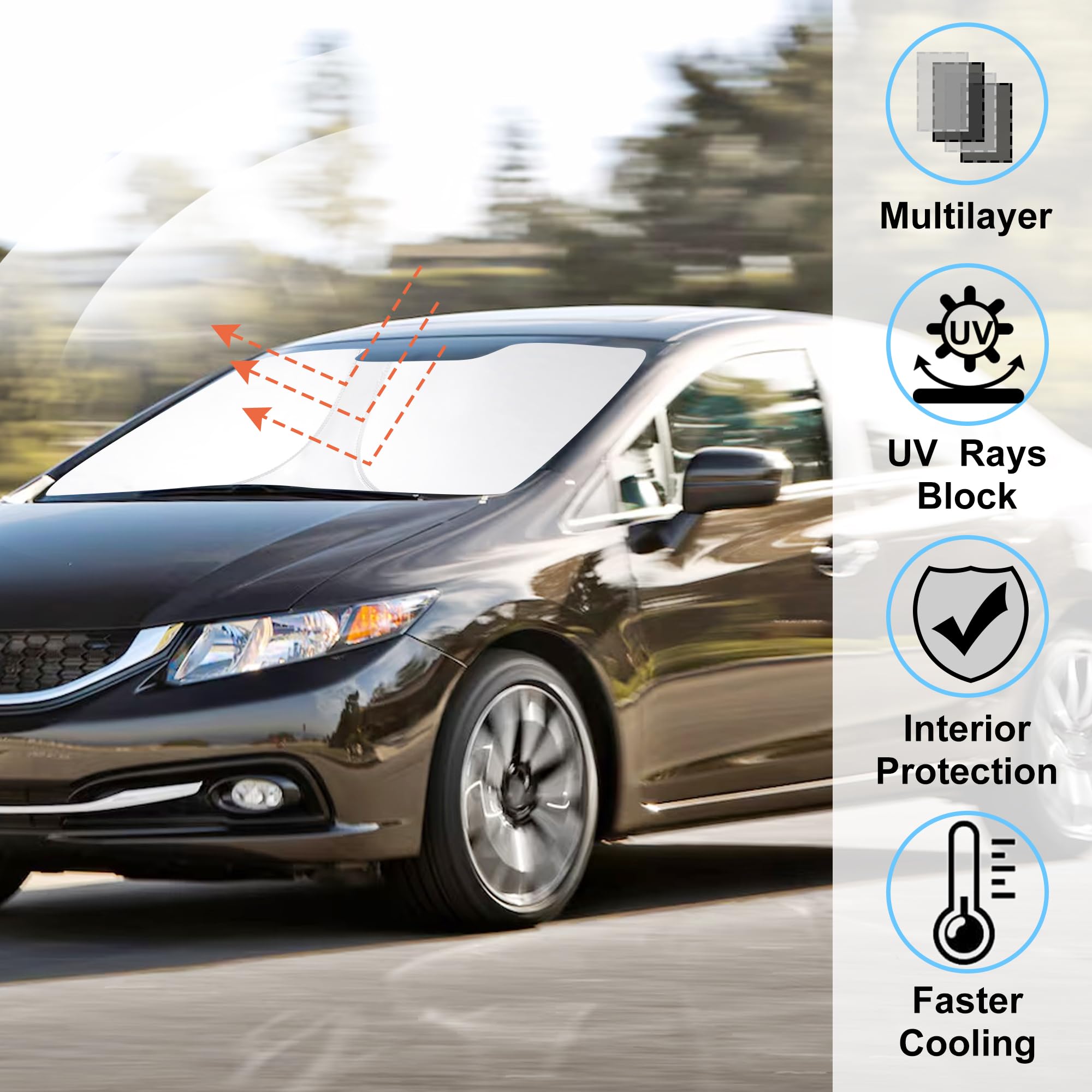 Windshield Sun Shade Custom Fit For 2012 2013 2014 2015 Honda Civic Accessories Foldable Sunshade Sun Blocker Protect Car From S