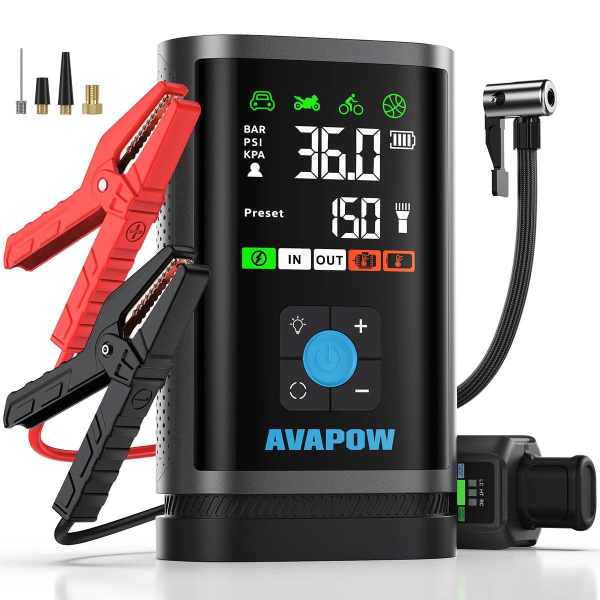 AVAPOW JP3 Jump Starter with Air Compressor, 3000A Car Battery Jumper Starter (for 8.0L Gas/Diesel) with 150 PSI 3X Faster Tire 