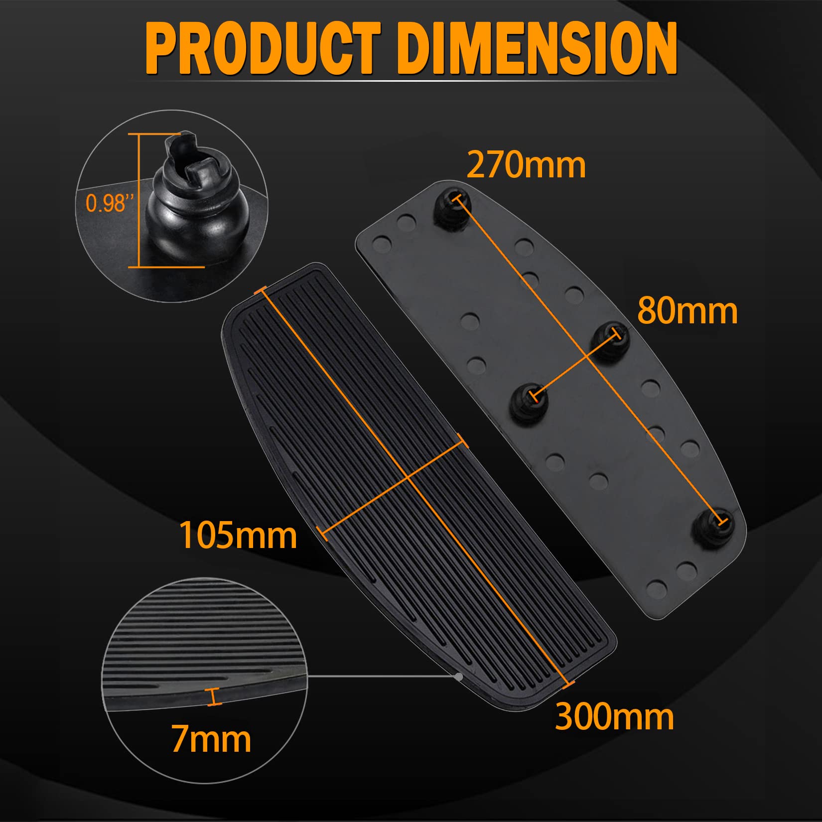 Pbymt Front Footboard Rubber Insert Rider Footboard Floorboard Foot Peg Footrest Pad Compatible For Harley Touring Softail Road King Electra Glide 1986-Later