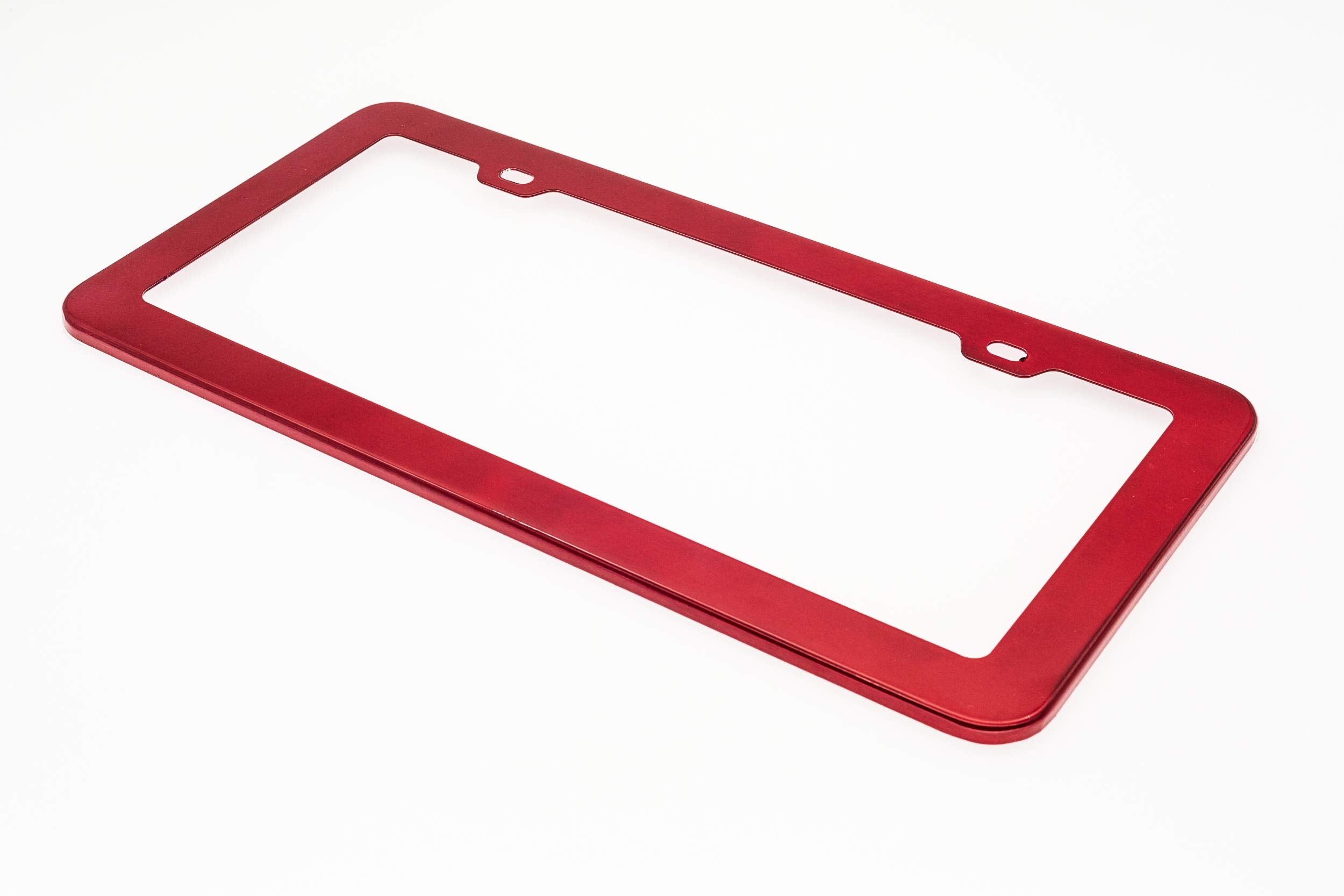 Creathome 2Pcs Stainless Steel License Plate Frames With Shining Red Color