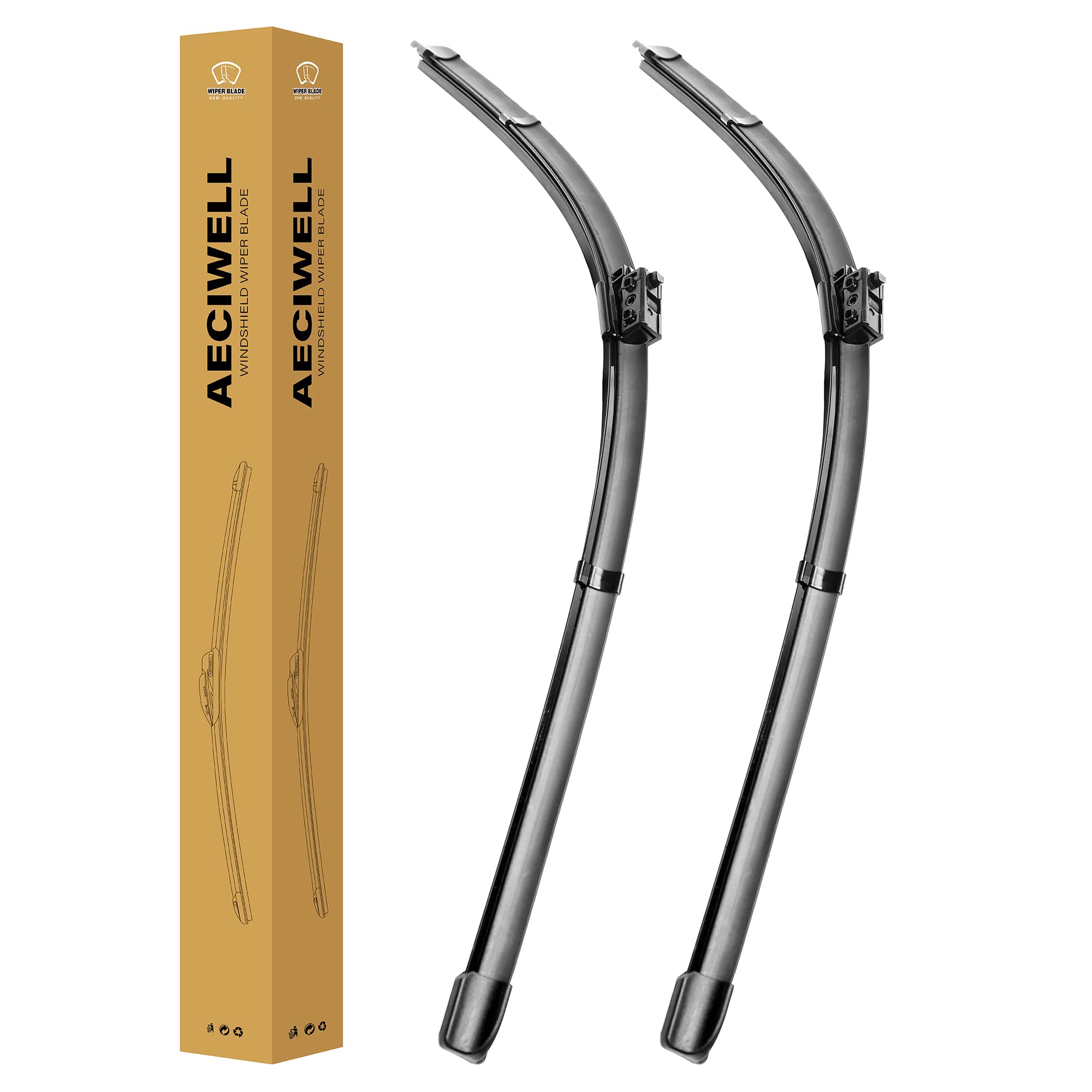 Aeciwell Factory Windshield Wiper Blade Wiper Set - 22'+22' (Top Lock, Set Of 2) Fits Mercedes-Benz Glc Class Glc300 2016-2019,Glc300E 2018-2019, Glc43Amg 2017-2019, Clg63Amg 2018-2019,Benz C Class