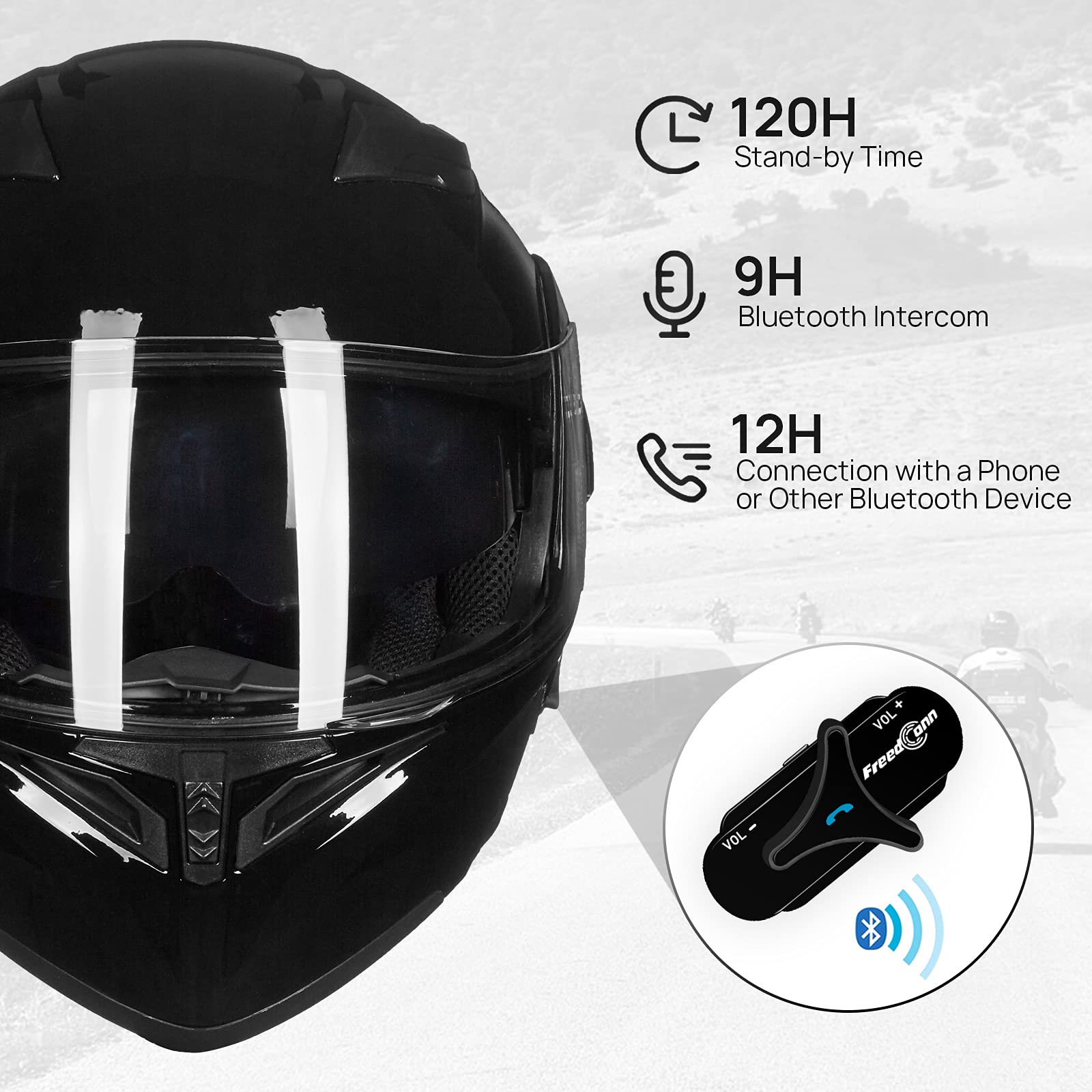 Ilm Bluetooth Motorcycle Helmet Modular Flip Up Full Face Dual Visor 6 Riders Group Intercom Mp3 Fm Radio Dot Model 902Bt Pro(Gl