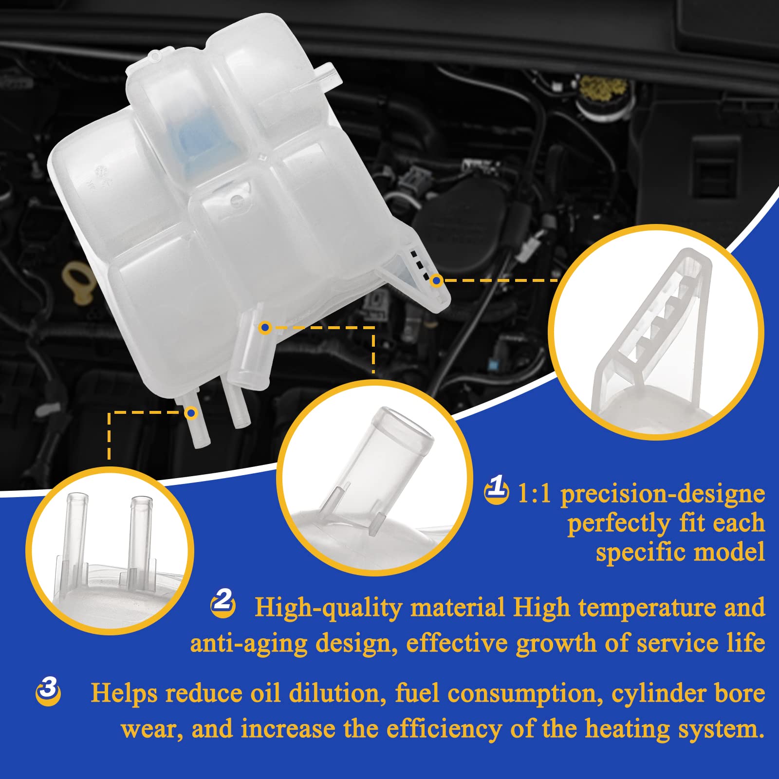 Front Engine Coolant Reservoir Radiator Expansion Tank For 2004-2013 Mazda 3 2.0L 2.3L 603-043