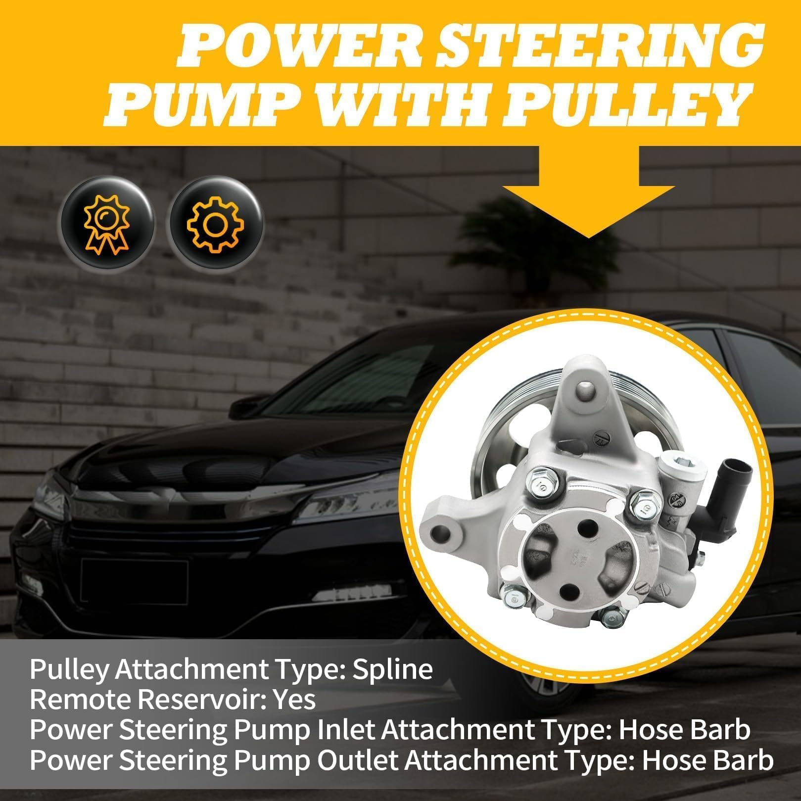 Jecoupoon 21-5341 Power Steering Pump Compatible with Accord 2003 2004 2005 2006 2007 2.4L with Pulley 96-5341 56110RAAA01