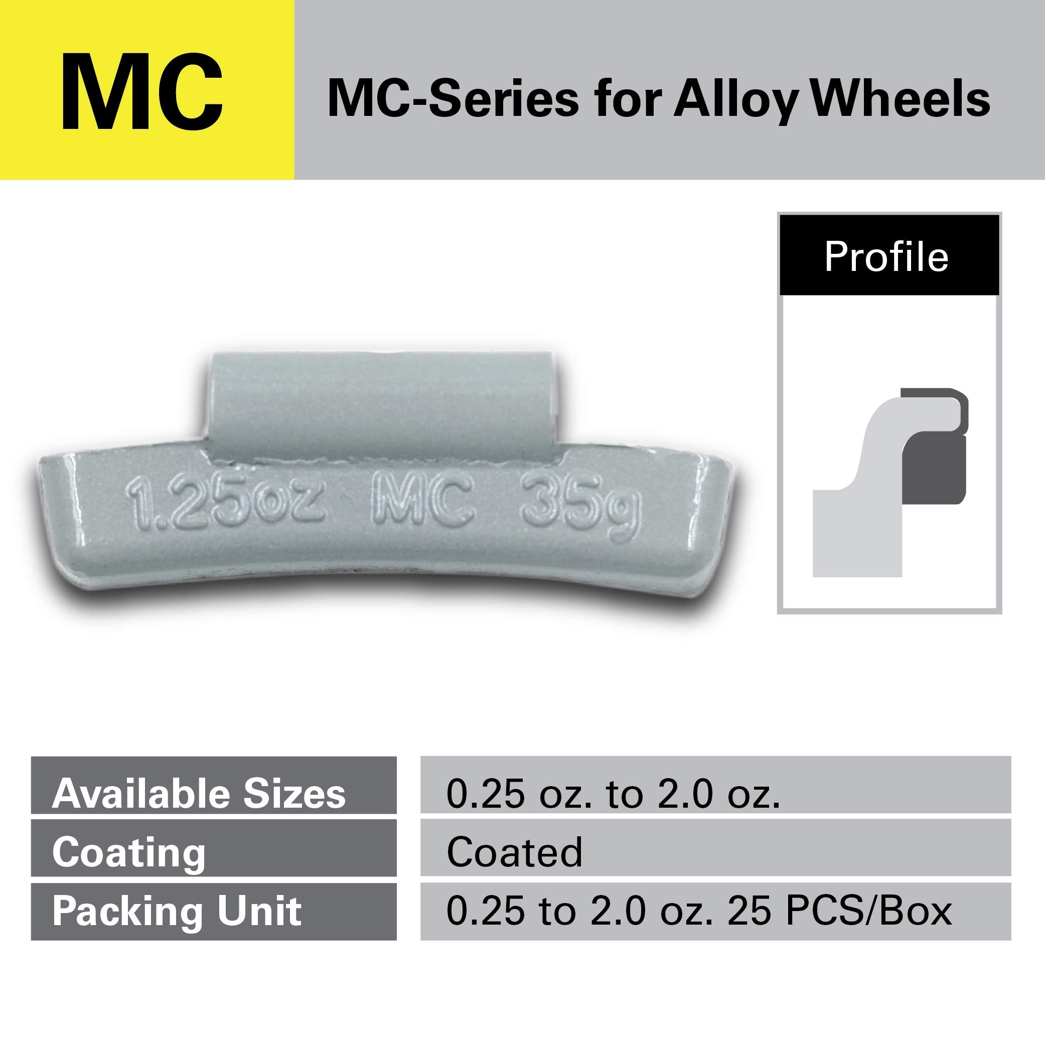 Ckauto Mc-Series Coated 1.5Oz Lead Clip On Wheel Weights, 25Pcs/Box