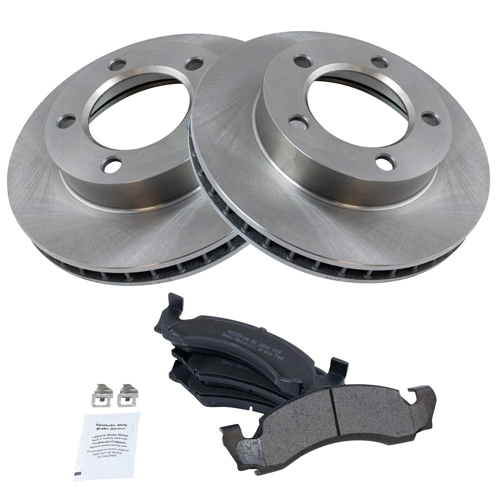 Trq Front Brake Pad & Rotor Kit Brake Pads Brake Rotor Semi-Metallic Compatible With 1987-1993 Ford Bronco F-150