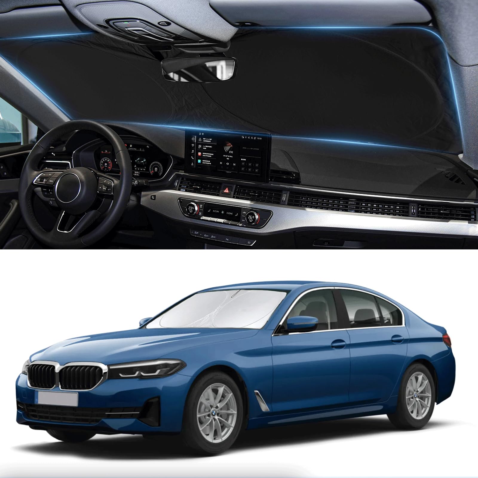 For Bmw 5-Series Windshield Sun Shade Sunshade Custom Fit For Bmw 5 Series G30 G31 2011-2024 2025 Windshield Cover For 530I, 530