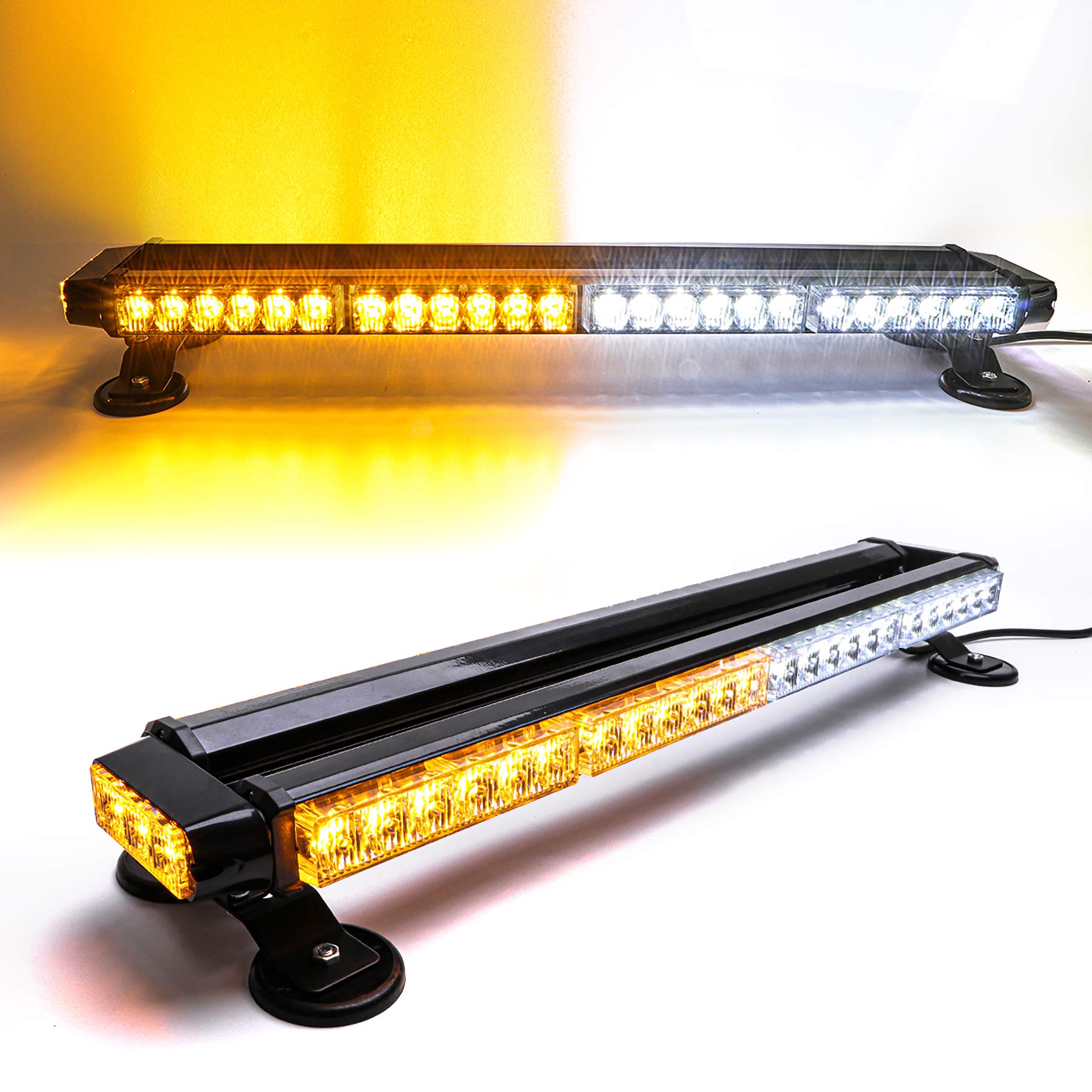 Cumart 26.5'' Amber White 54 Led Automotive Rooftop Beacon Emergency Warning Flashing Snow Plow Light Bar Strobe Light Traffic A
