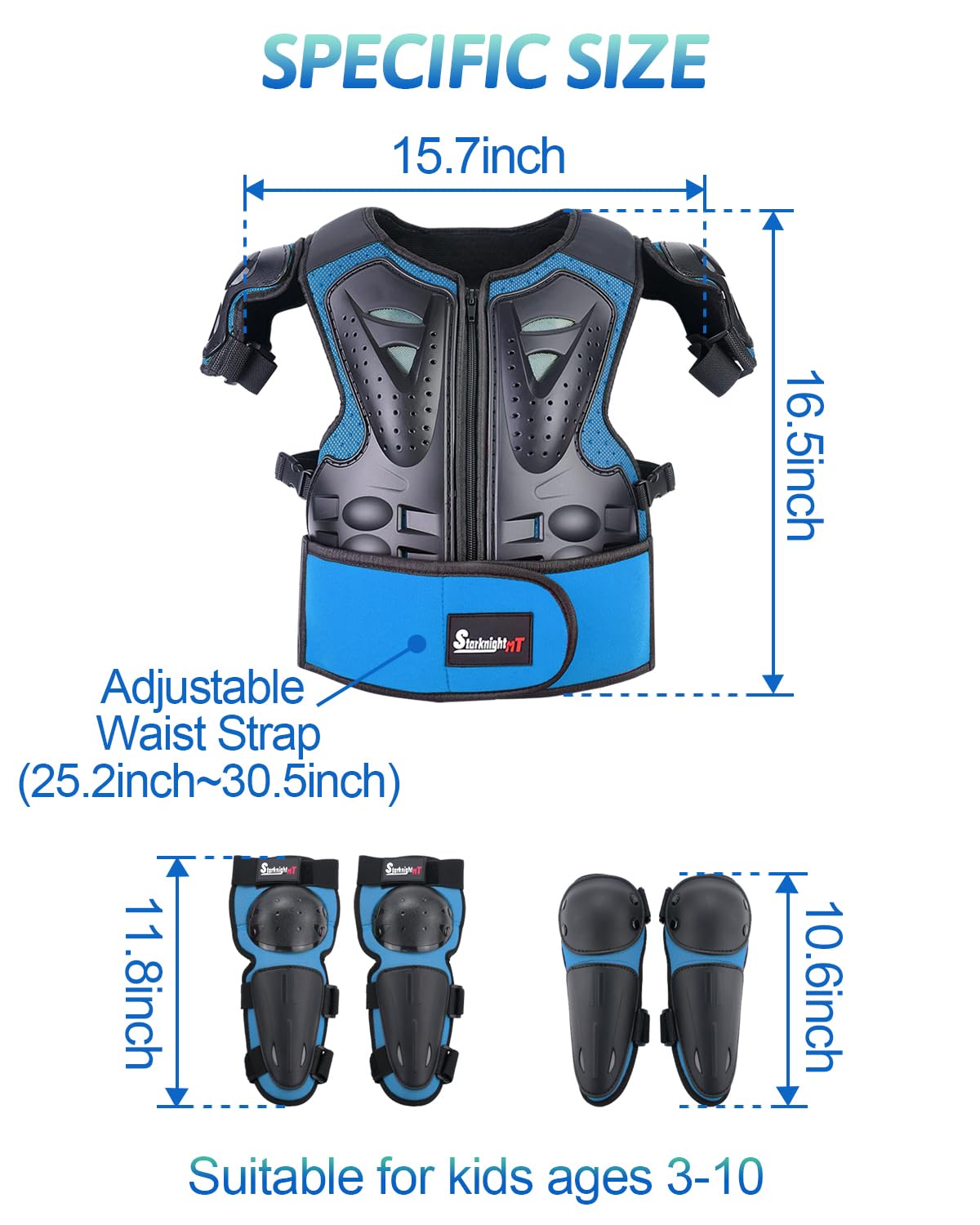 Starknightmt Kids Motorcycle Armor Suit Dirt Bike Gear Riding Protective Chest Spine Back Protector Shoulder Arm Elbow Knee Protector Pads For Cycling Skateboard,Skiing,Skating,Off-Road