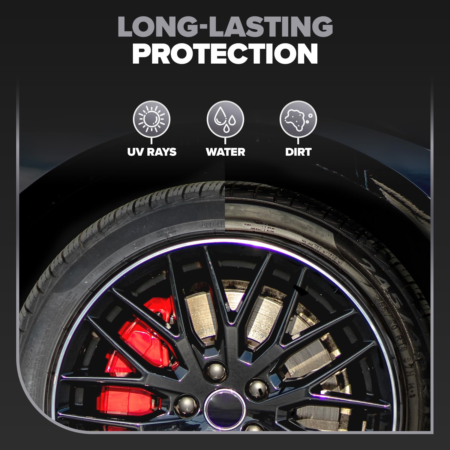 Carfidant Car Tire Shine Gallon - Tire Dressing & Rubber Protectant - Dark, Wet Look With No Grease And No Sling! - 128 Fl Oz