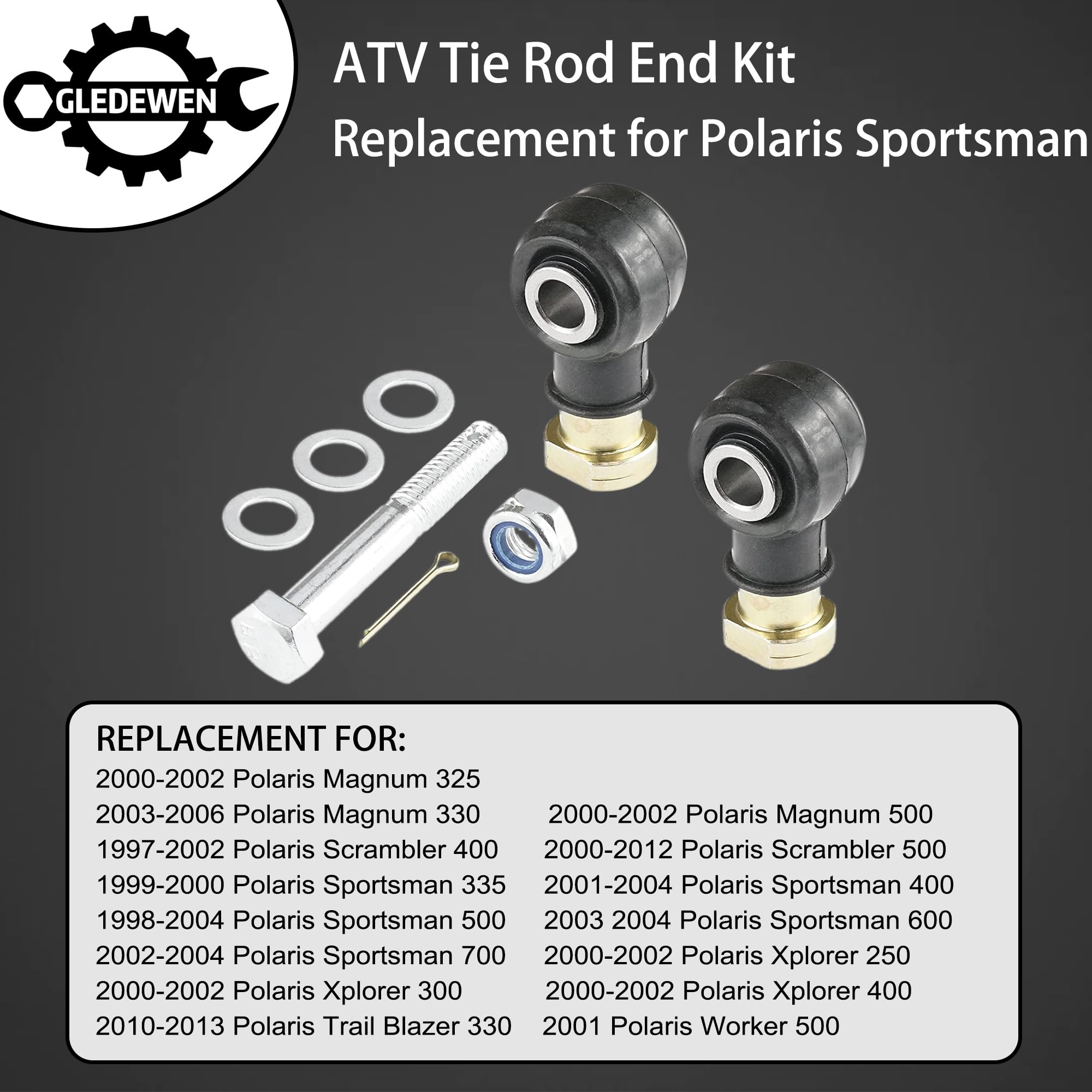 Tie Rod End Kit, Compatible With 1998-2004 Polaris Sportsman 335/400/500/600/700, 00-06 Magnum 325/330/500, 97-12 Scrambler 400/500, 00-02 Xplorer 250/300/400, 10-13 Trail Blazer 330 Atv Accessories