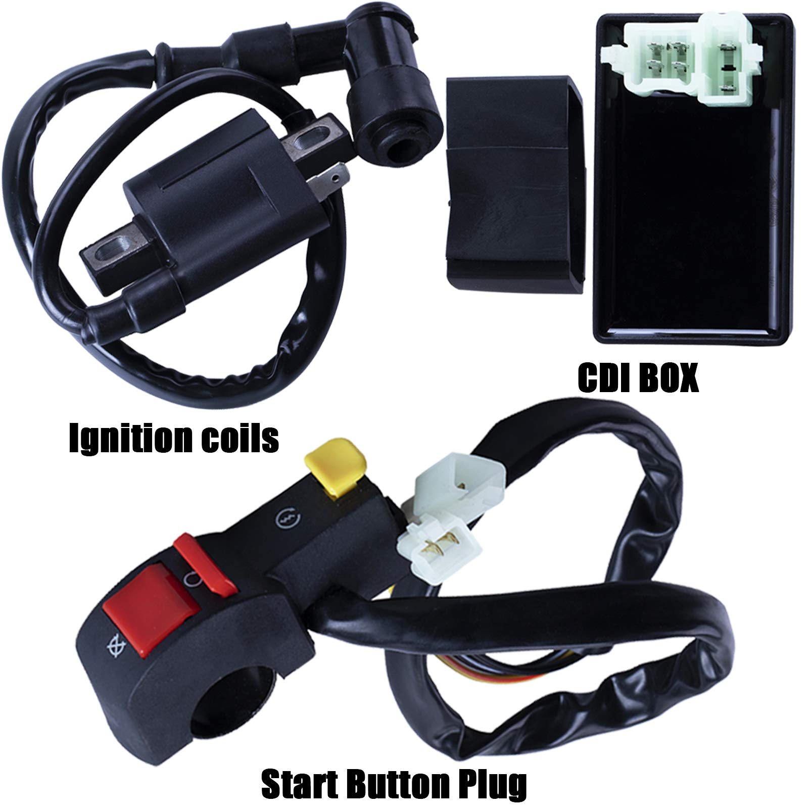 OTOHANS AUTOMOTIVE Complete Electrics Wiring Harness Kit for 150cc-250cc 4-Stroke ATV, Quad, Dirt Bike, Go Kart - Black, Medium Size