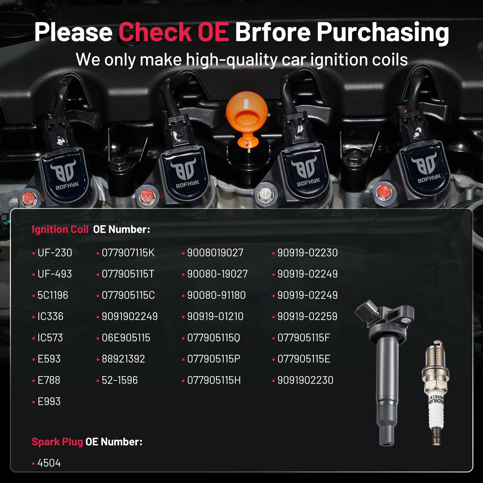 Bdfhyk Ignition Coil Pack And Spark Plug Set Of 8 Compatible With Lexus Gs430 Gx470 Ls430 Lx470 Sc430 4Runner Land Cruiser Sequo