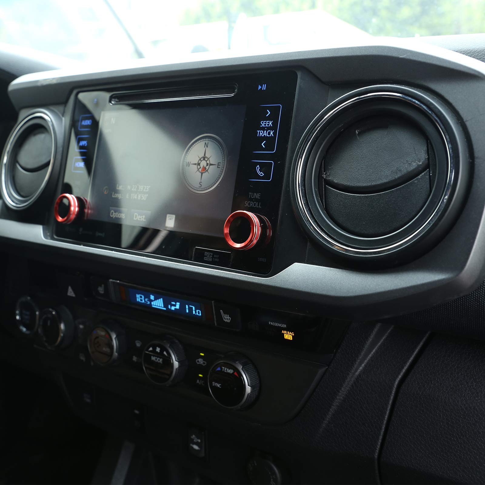 Tongsheng 3 Pcs Car Aluminum Alloy Rear View Mirror Adjustment And Volume Knob Cover Trim For Toyota Tacoma 2015 2016 2017 2018