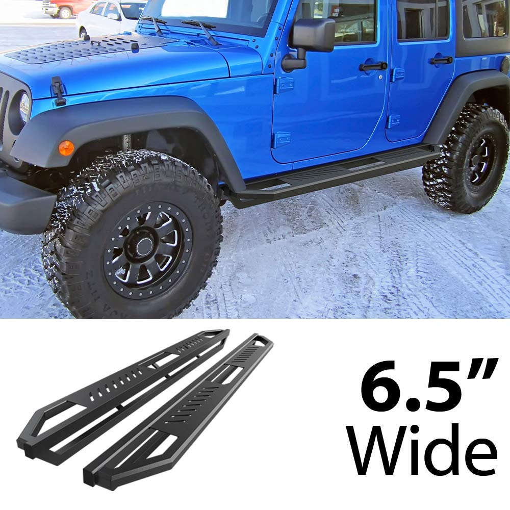 Aps Off-Road Stainless Steel Side Steps Armor Compatible With Jeep Wrangler Jk 2007-2018 4-Door (Nerf Bars Side Steps Side Bars)