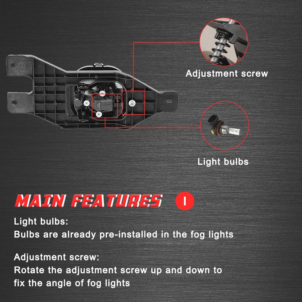 Driving Fog Lights Lamps Replacement for 1999-2004 Ford F250 350 450 550(Super Duty) 2001-2004 Ford Excursion with H10 12V 42W Halogen Bulbs (Clear Lens)