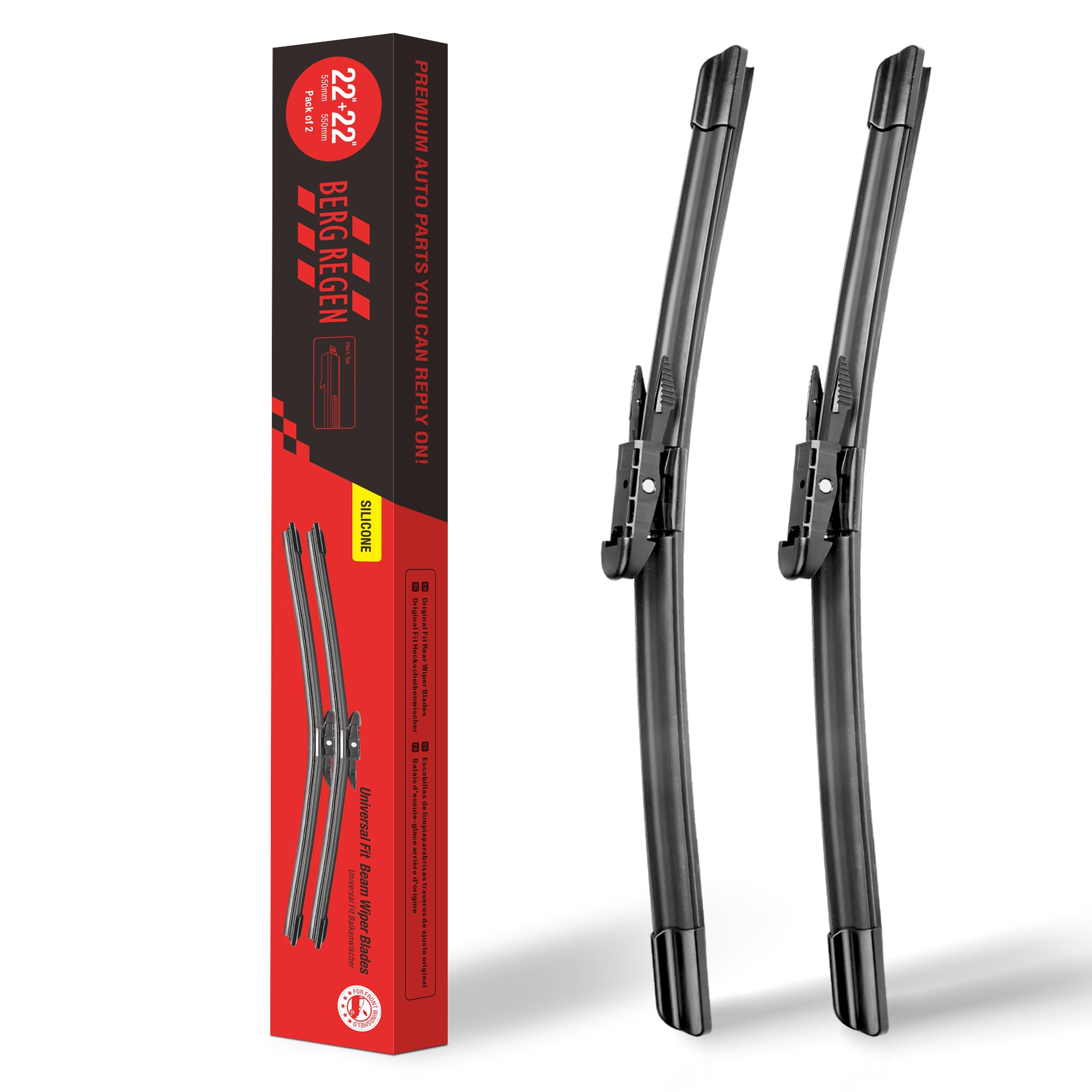 Berg Regen 22 Inch-2 Pack Silicone Windshield Wiper Blades Replacement For Chevy Silverado Tahoe Avalanche Suburban 13-08 Gmc Si