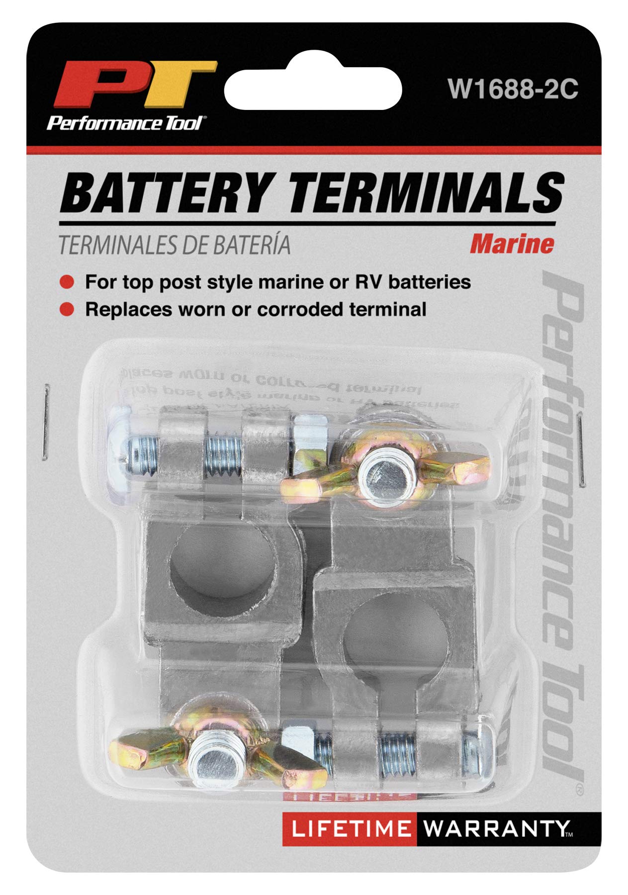 Performance Tool W1688-2C Top Post Marine/Rv Battery Terminal Kit With Bolts - Replaces Worn Or Corroded Terminals For Optimal P